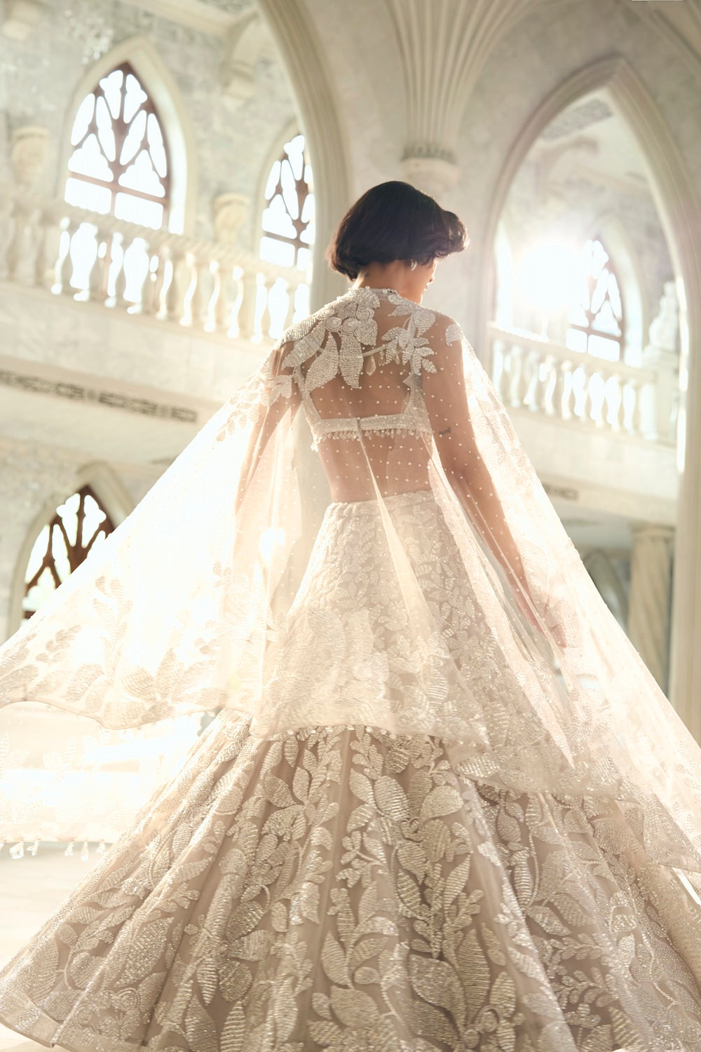 Silver Floral Lehenga Set