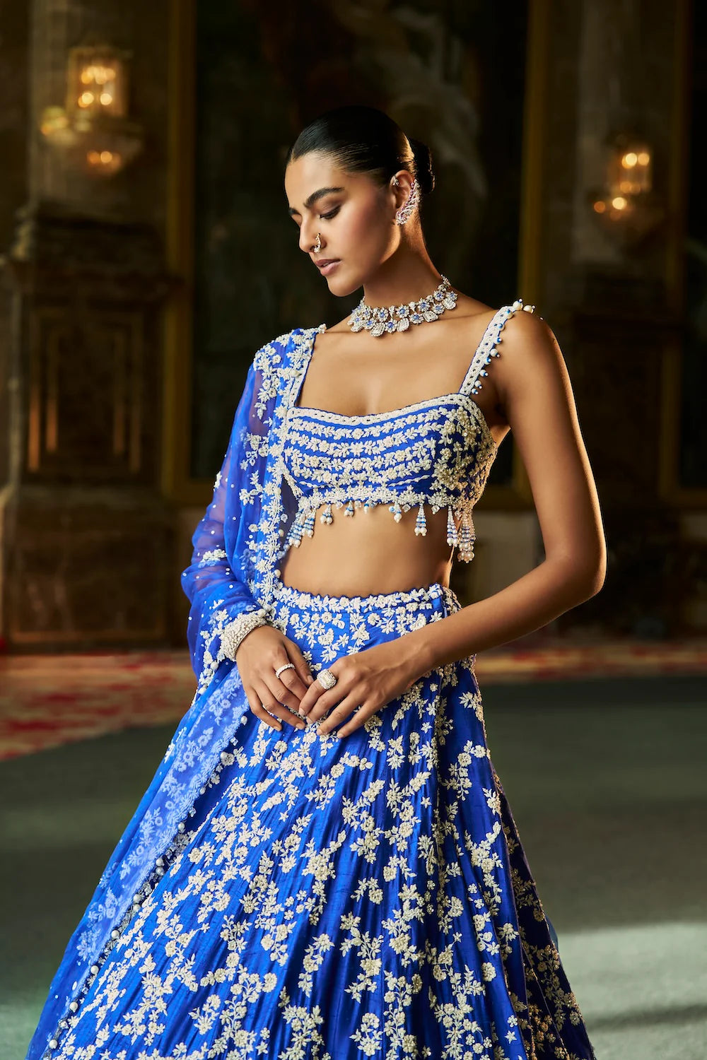 Blue Thread Work Lehenga Set