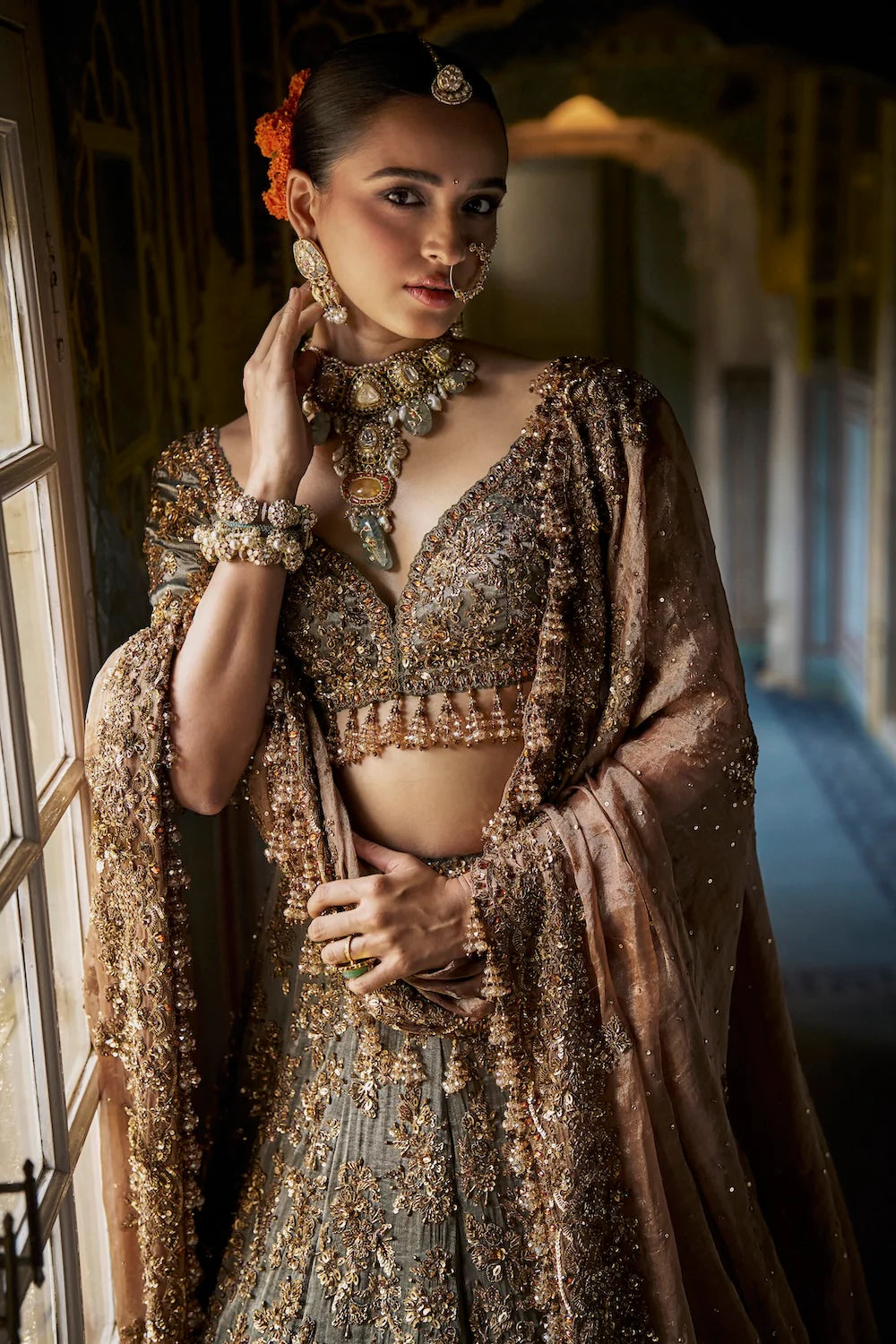 Copper Jade Lehenga Set