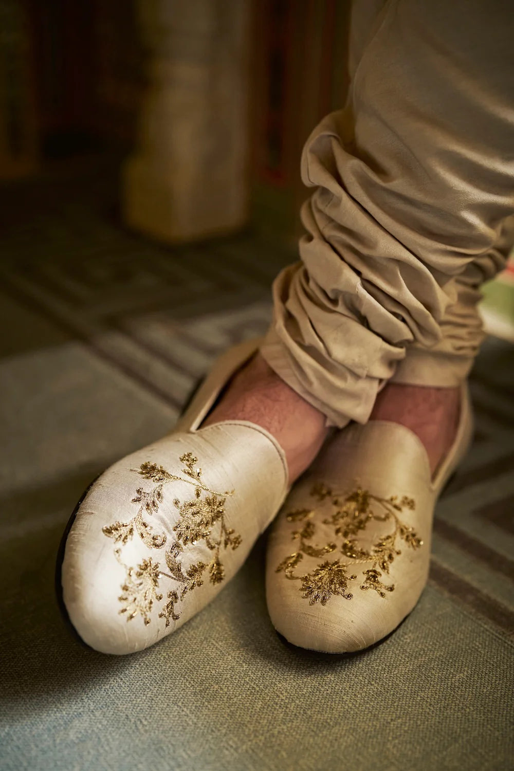 Beige Zardosi Short Sherwani Set