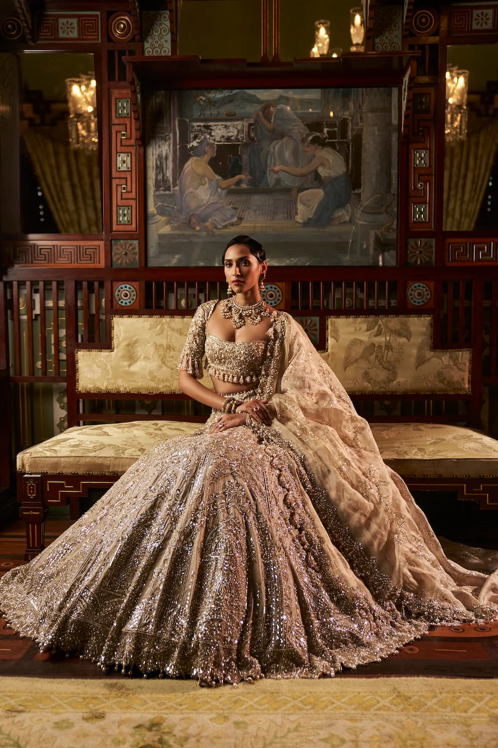 Gold Silver Tissue Lehenga Set