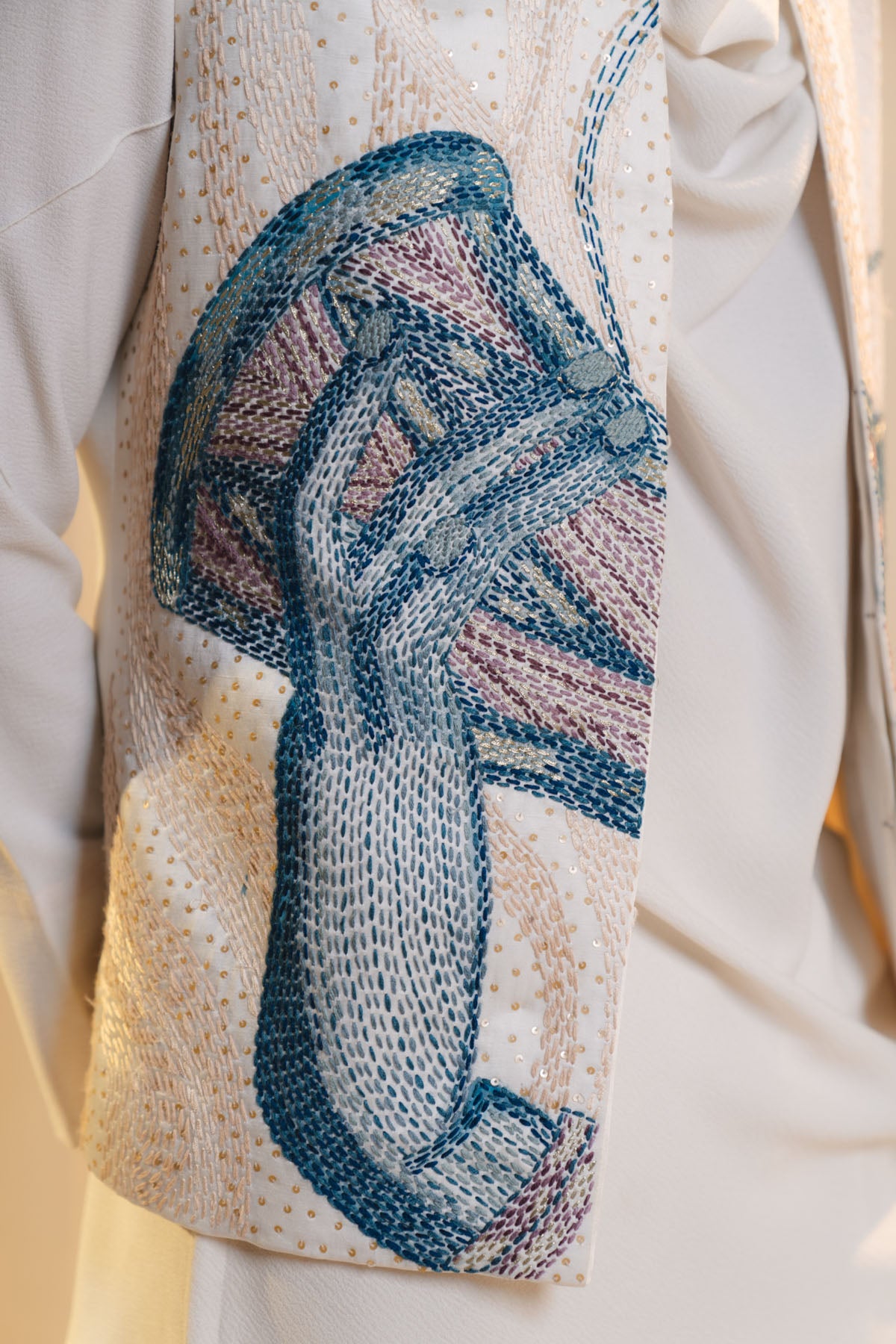 Ivory Hand Embroidered Nehru Jacket Set