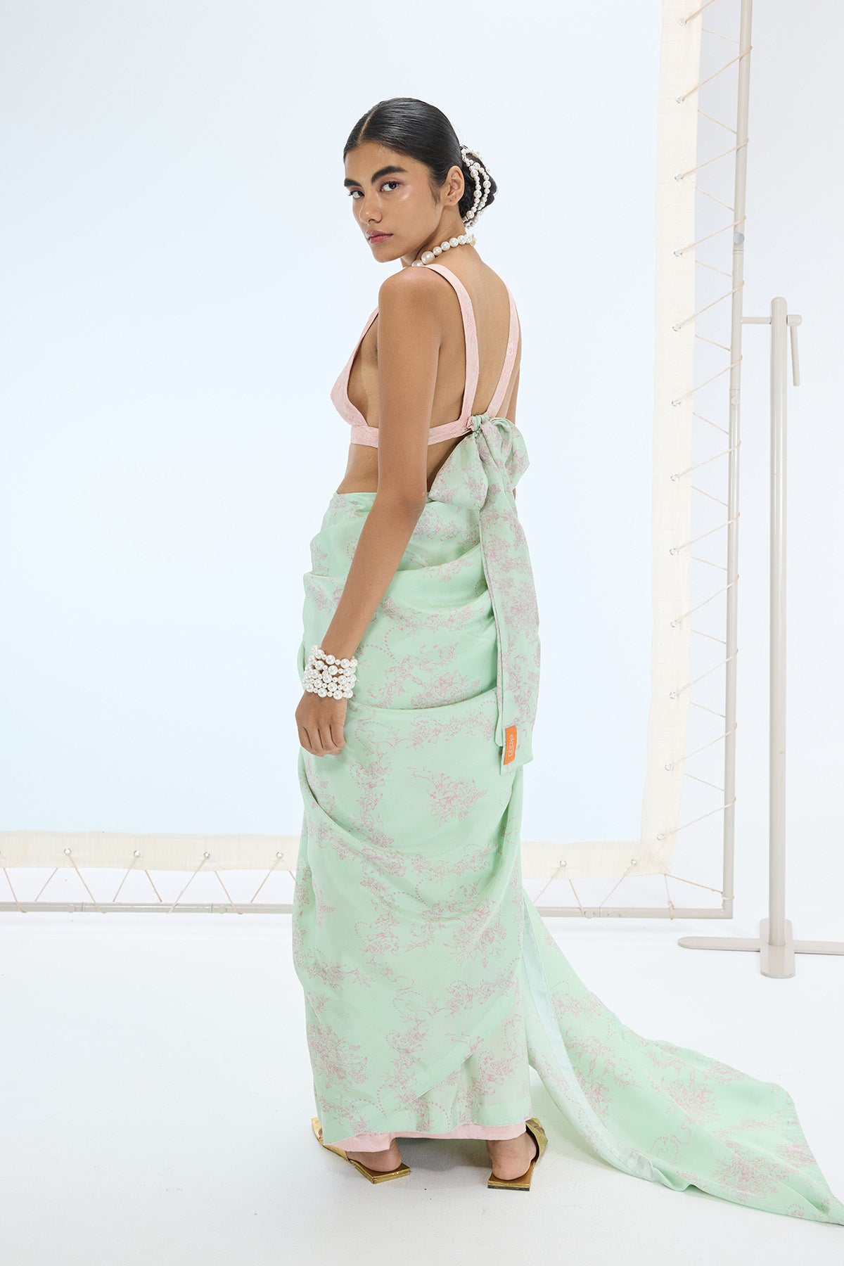 The Ruby Saree in Pistachio