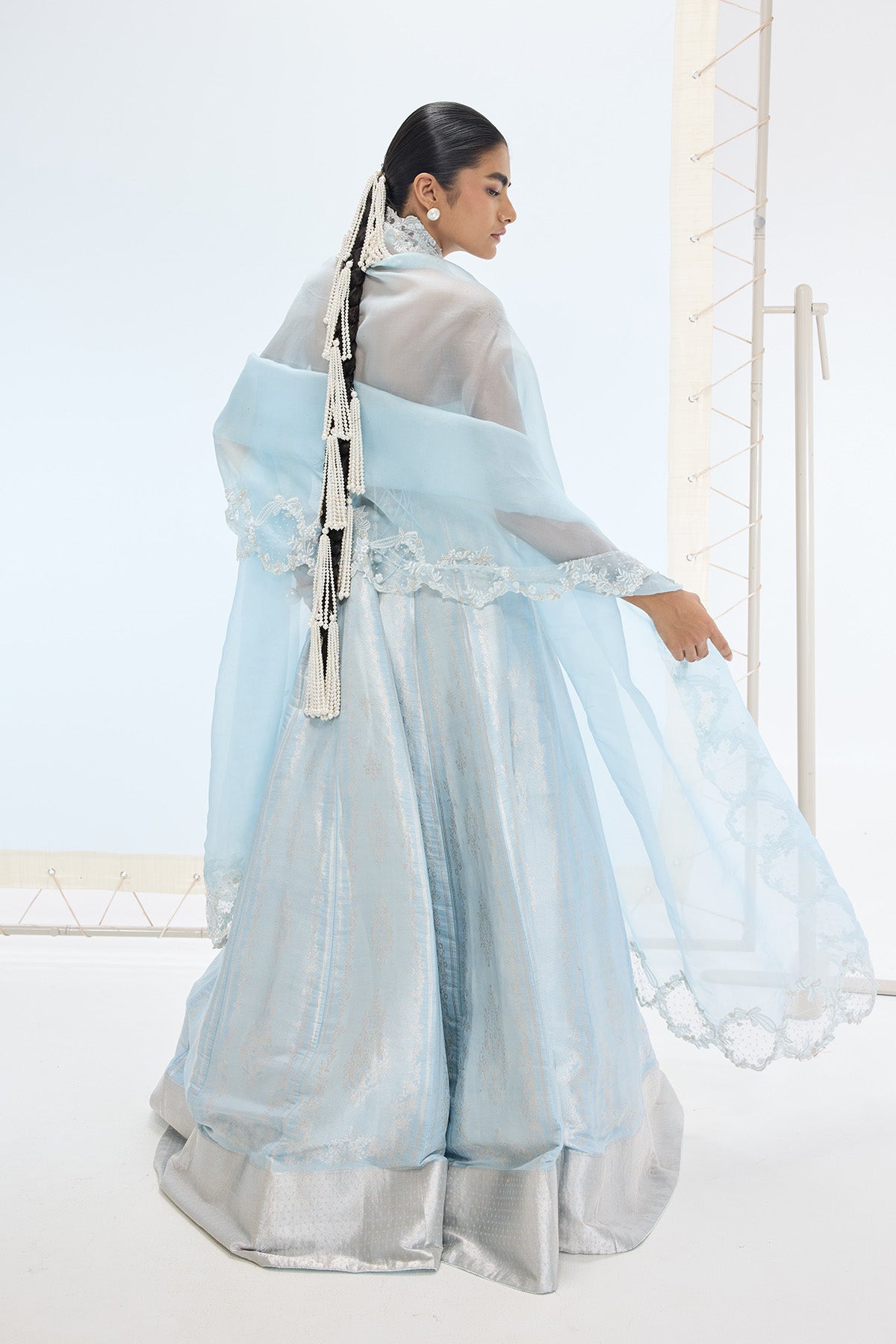 The Liza Lehenga Set in Aqua Green