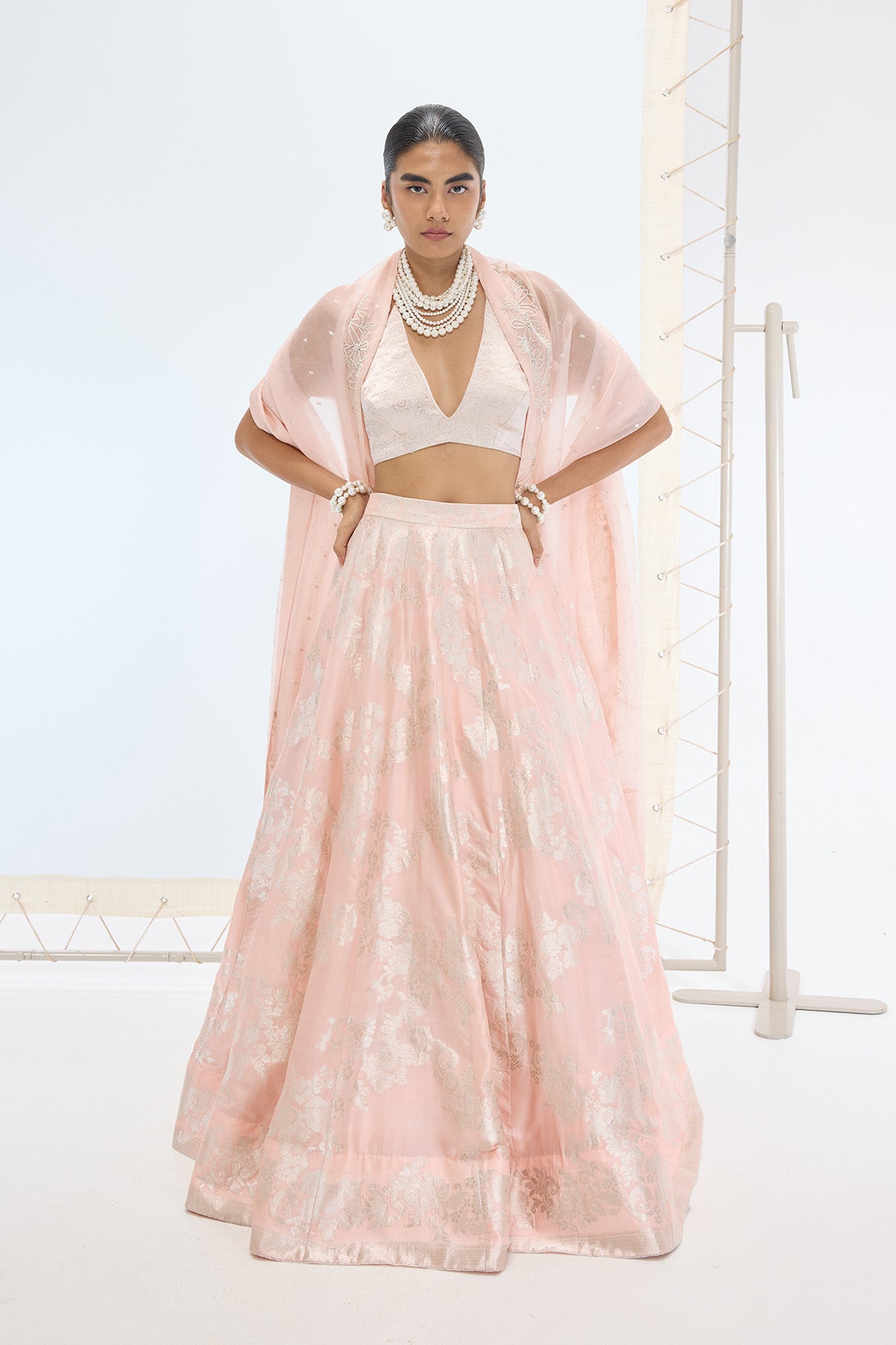The Mia Lehenga Set in Peach