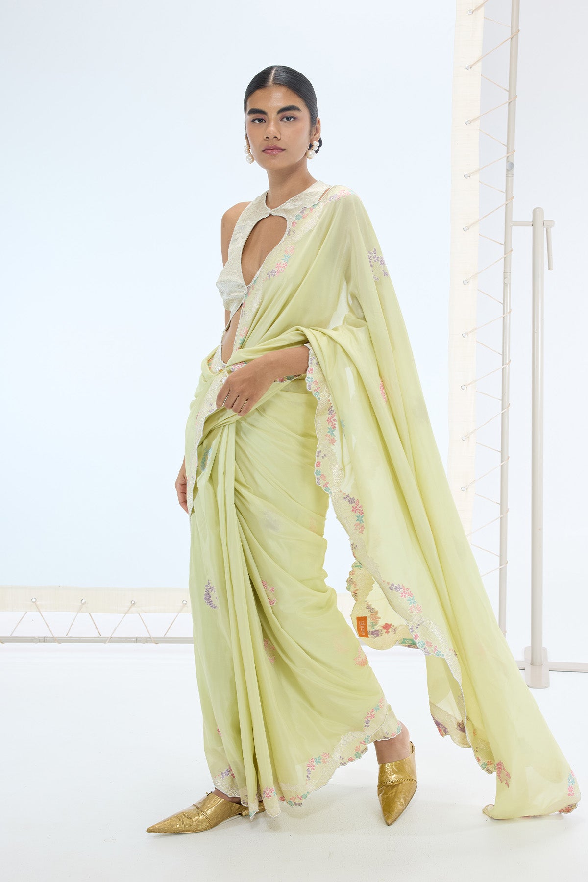 The June Saree in Pistachio