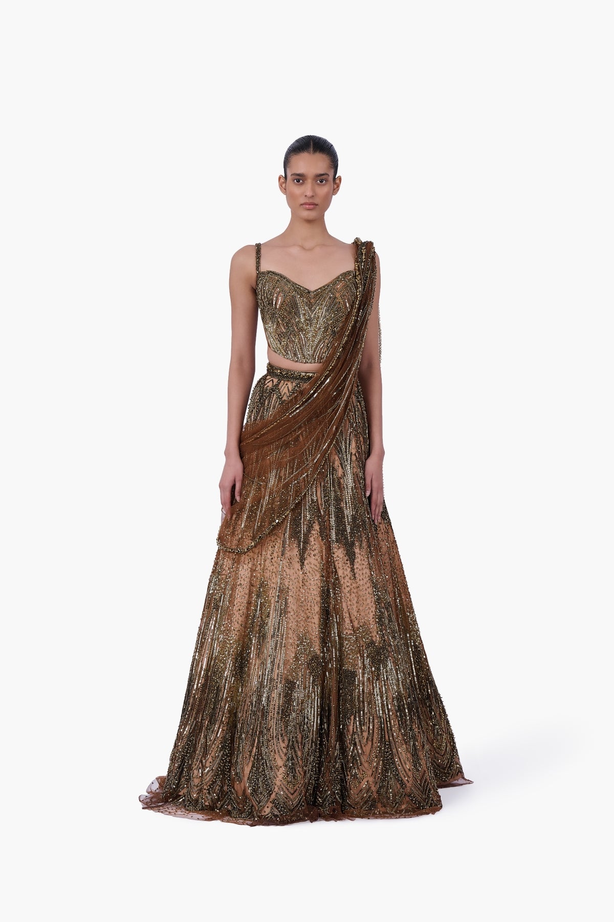 The Gilded Sovereign Saree Lehenga
