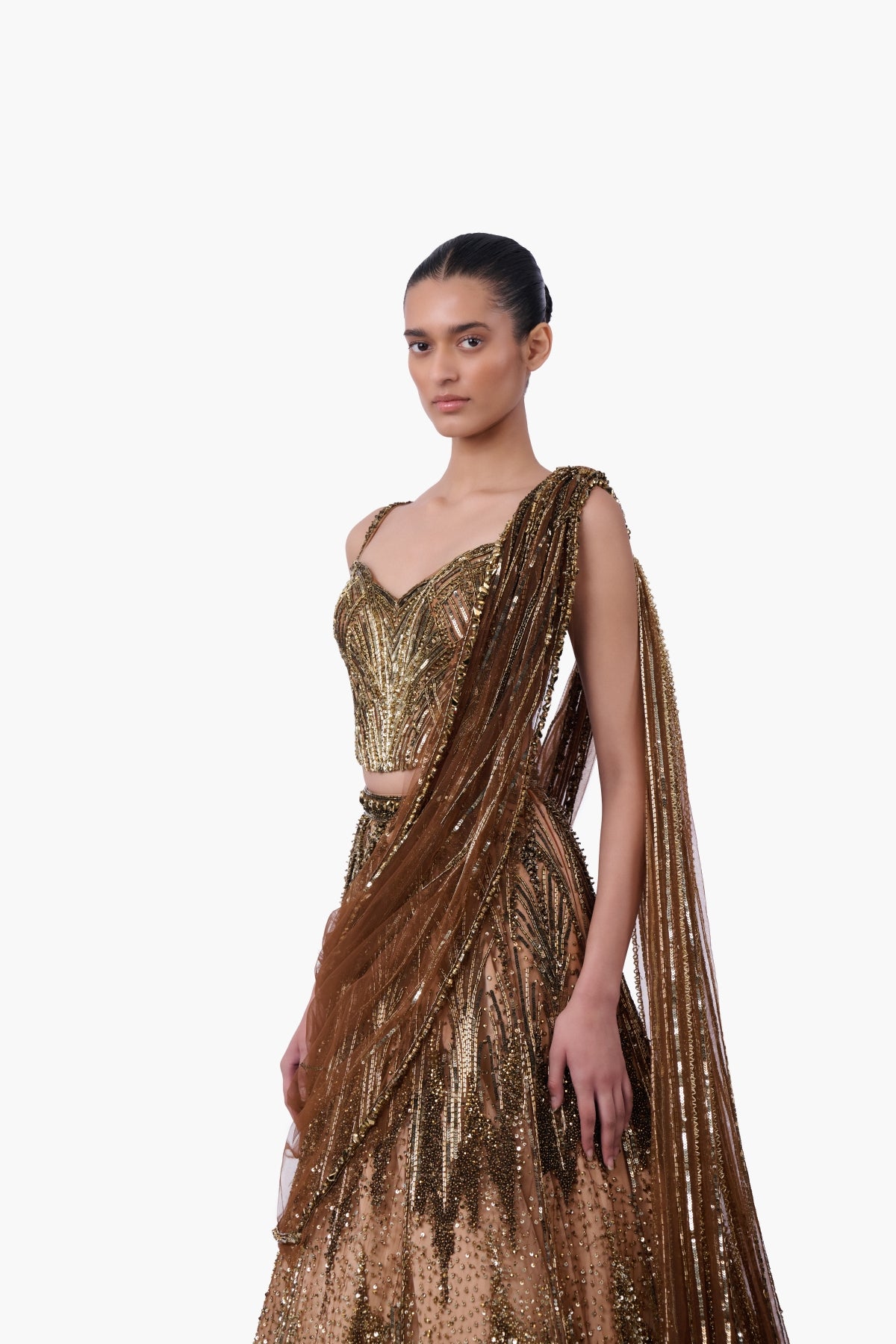 The Gilded Sovereign Saree Lehenga
