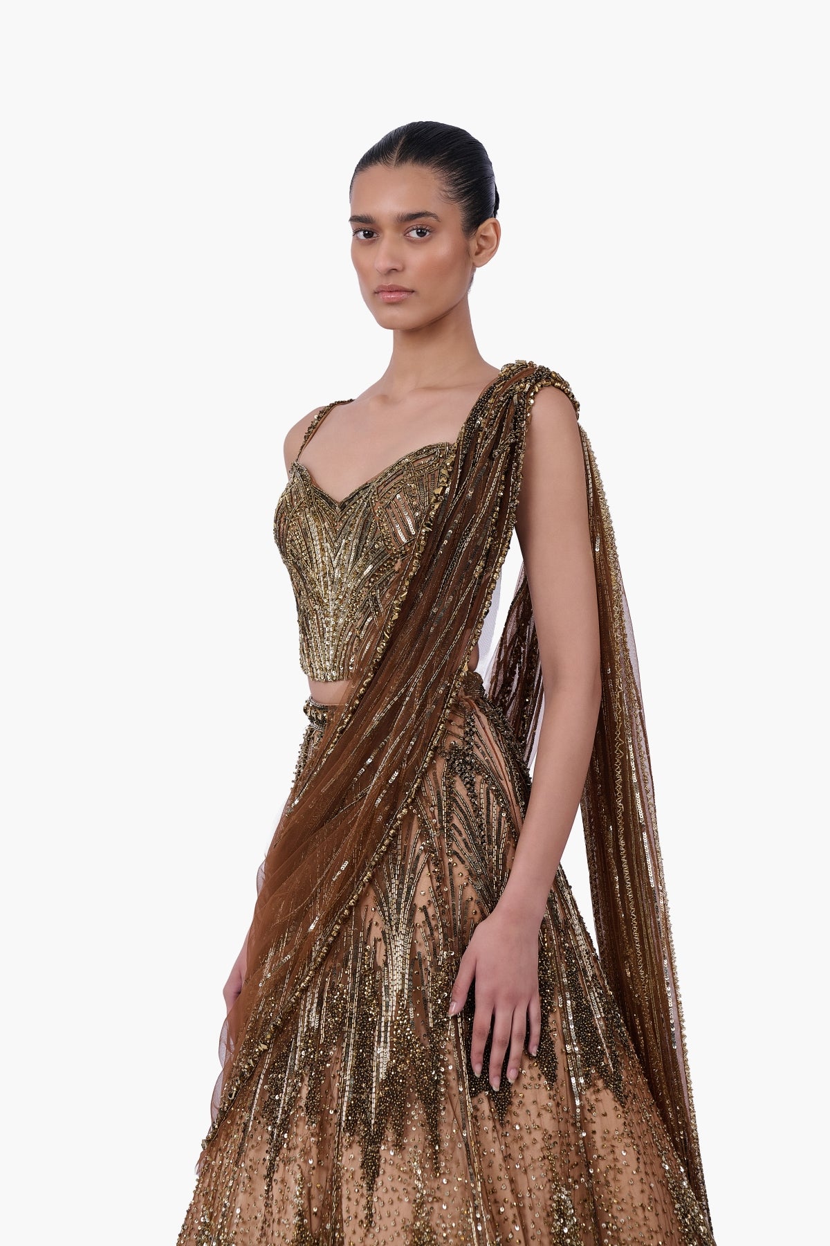 The Gilded Sovereign Saree Lehenga