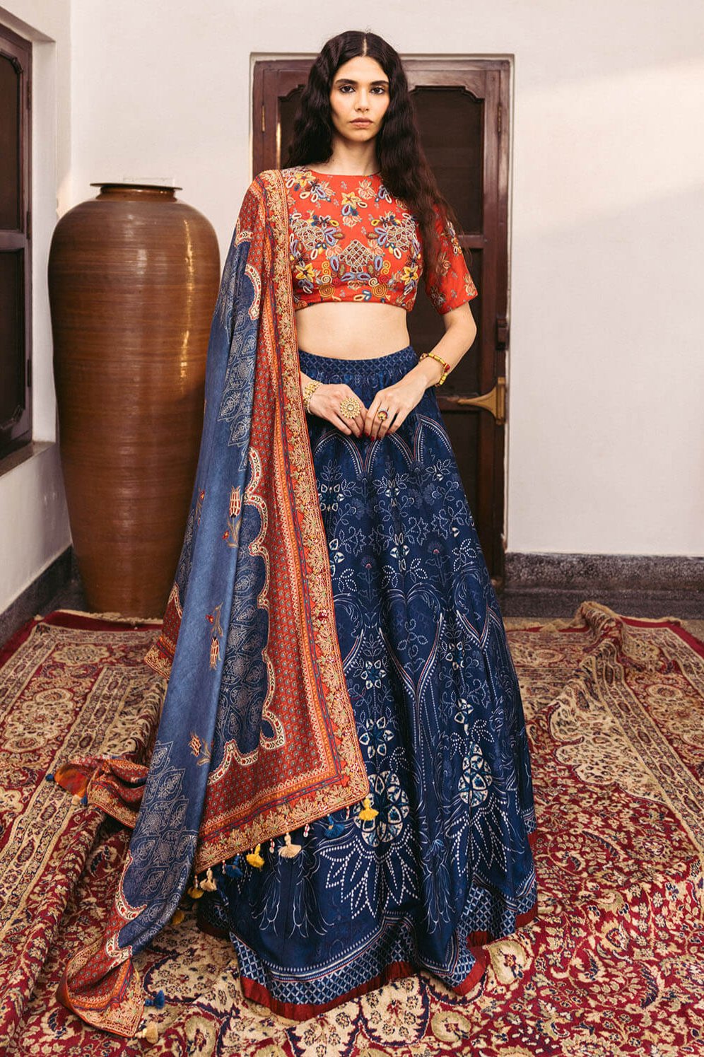 Sitara Red & Blue Lehenga set