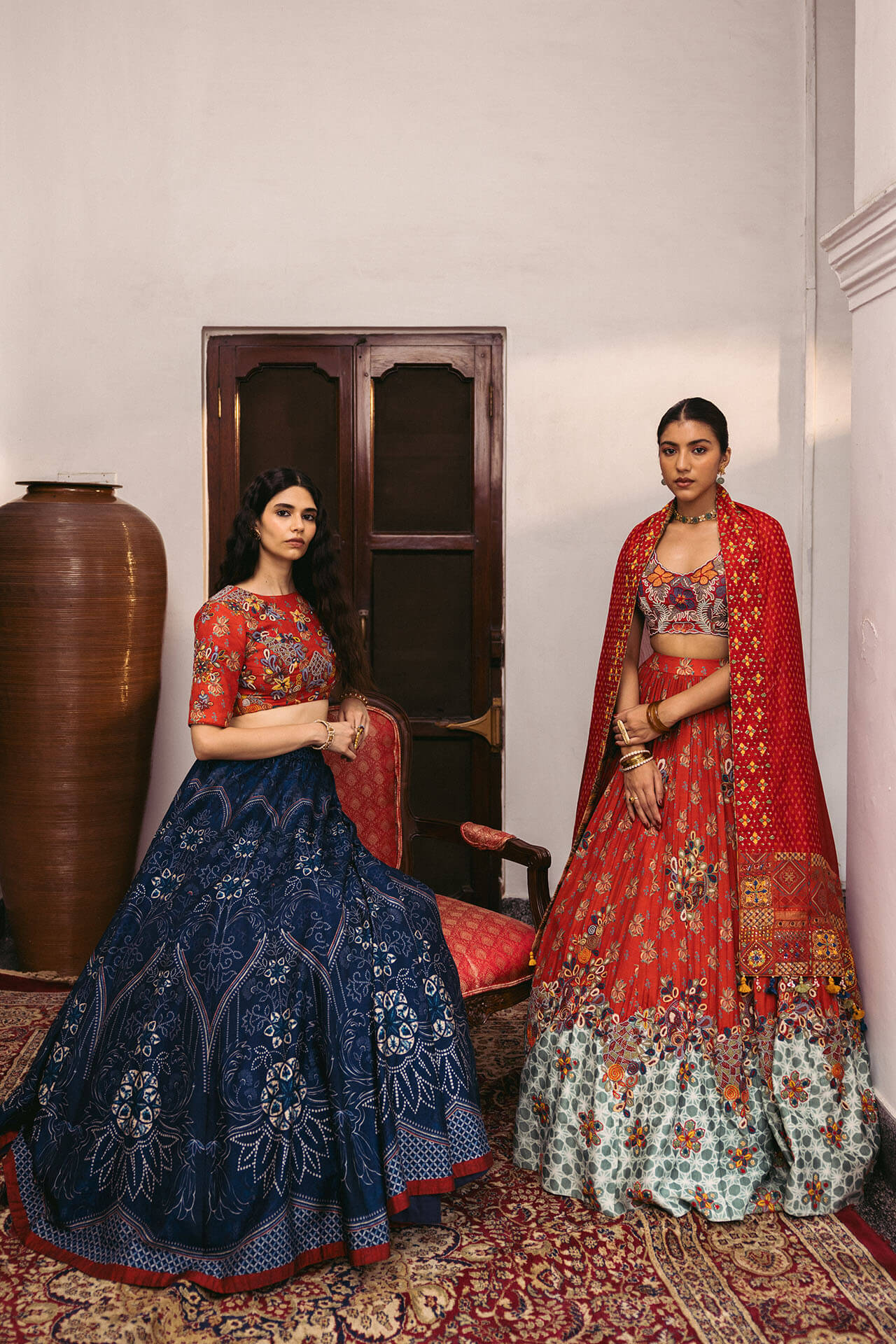 Sitara Red & Blue Lehenga set
