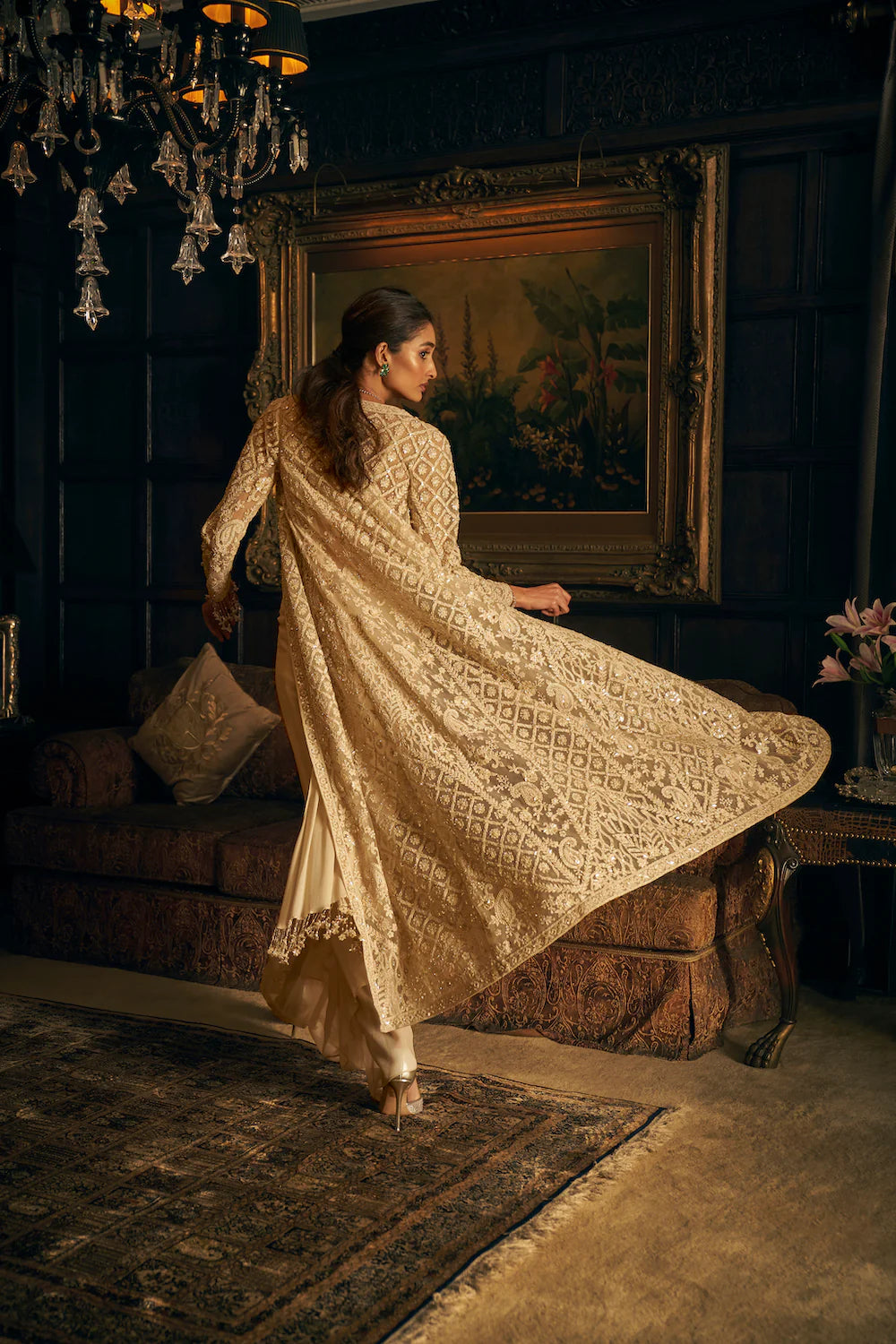 Nude Stitched & Jacket Saree