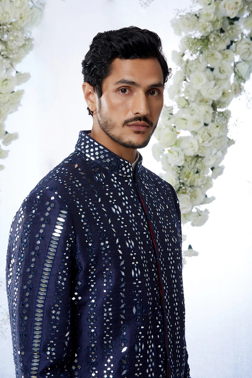 Midnight Mirror Work Sherwani Set