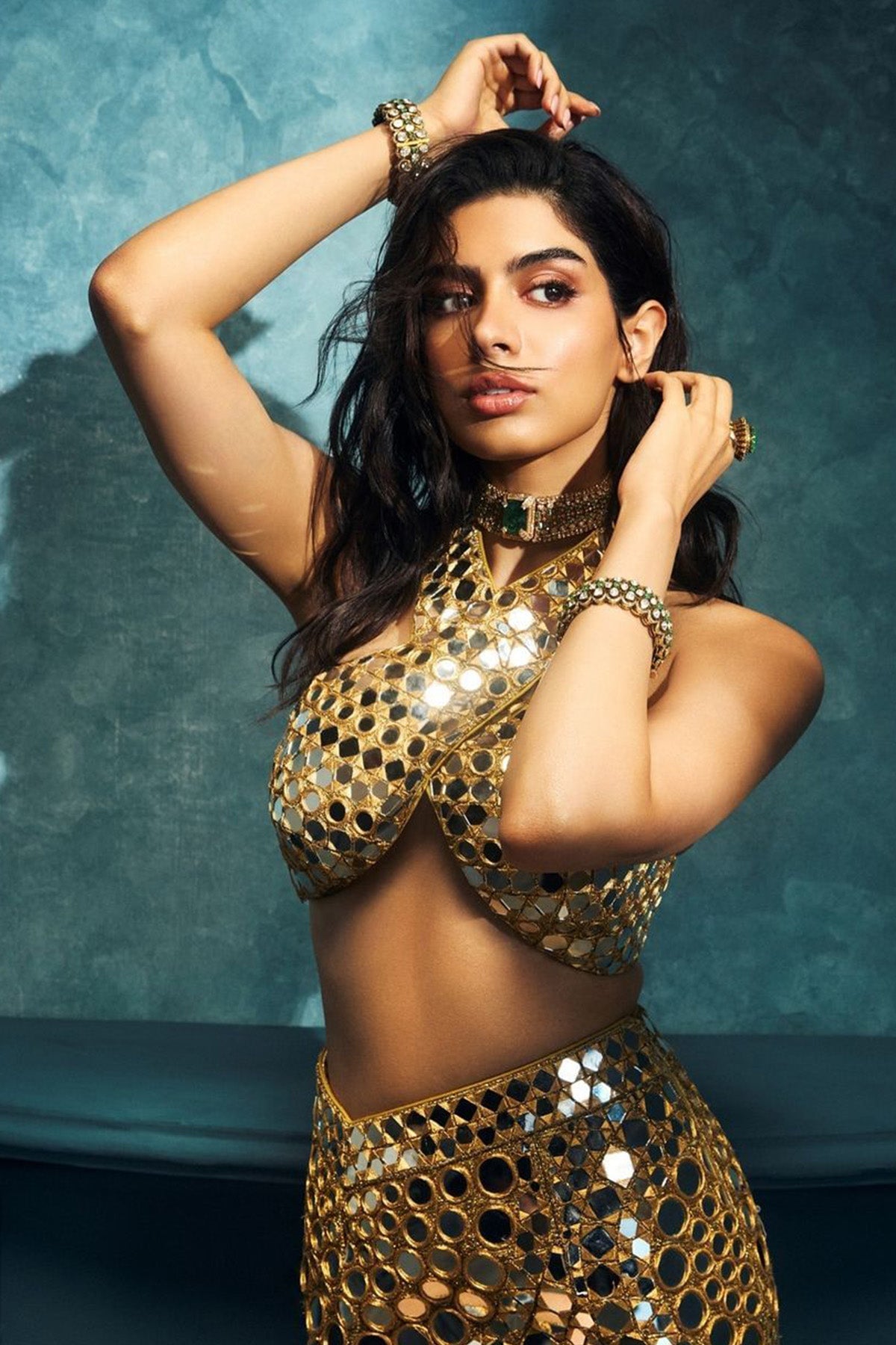 Khushi Kapoor in Ibaarat Aayna Skirt Set