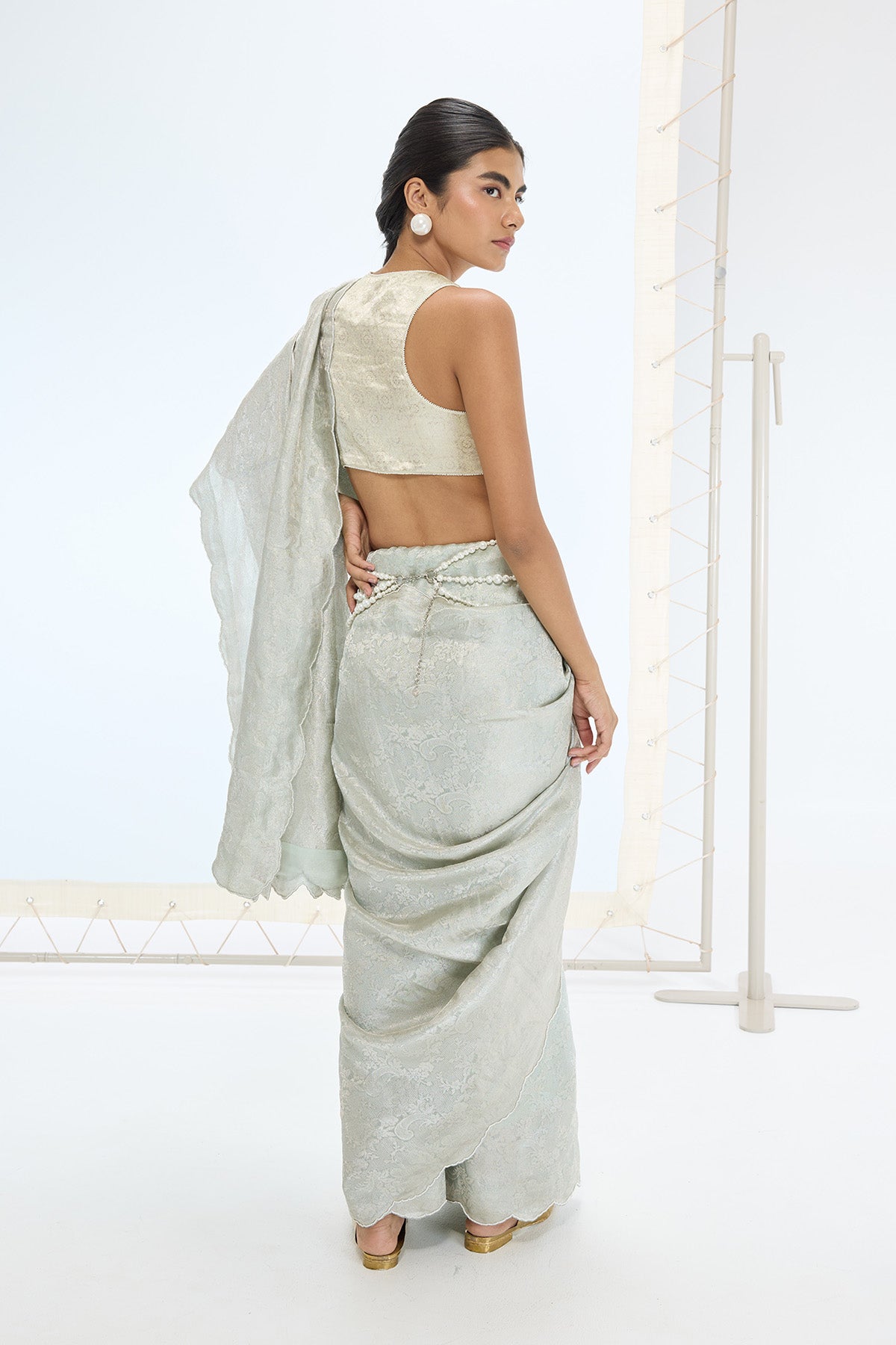 The Jenna Saree in Aqua Green