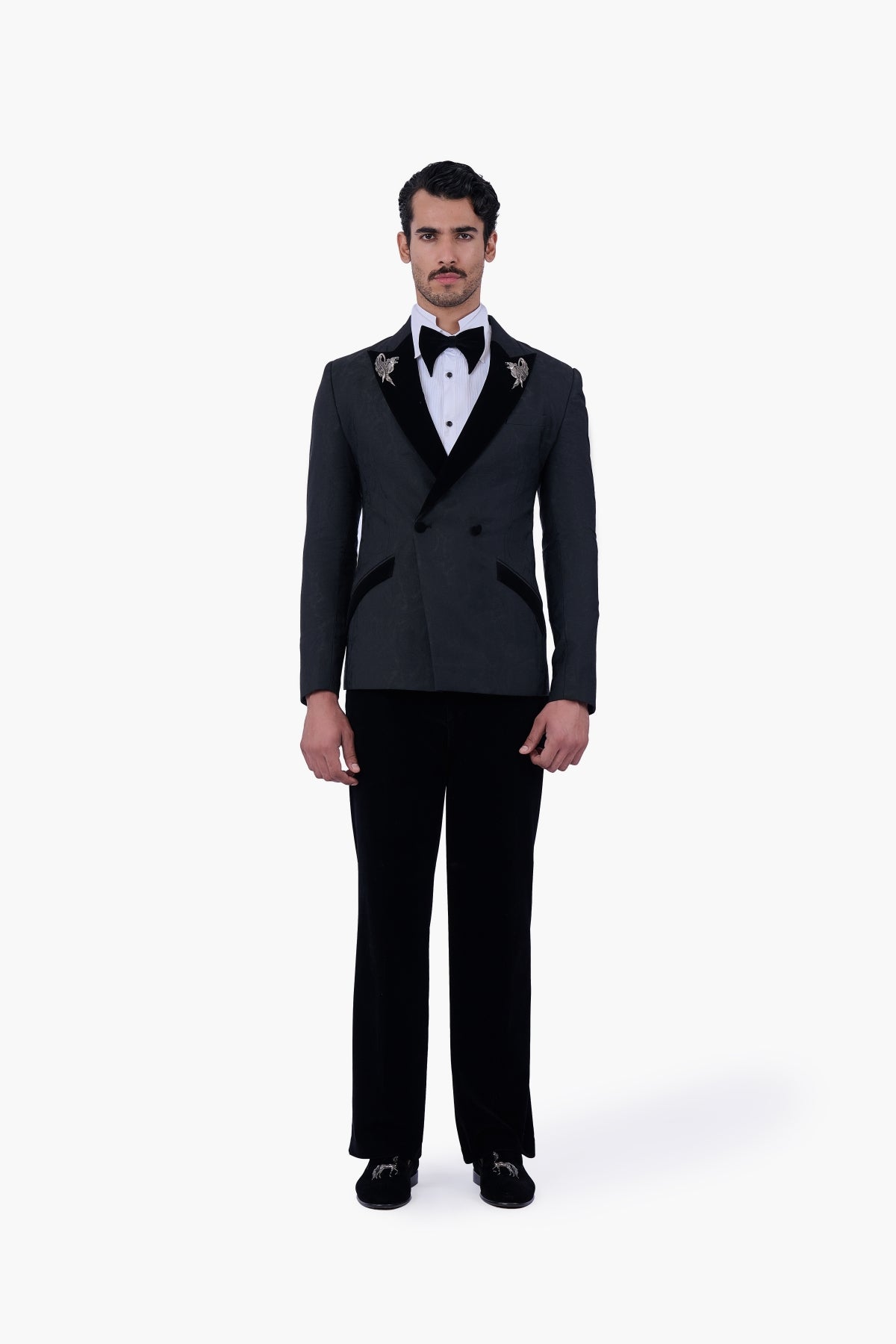 Tonal Paisley Double-Breasted Tuxedo