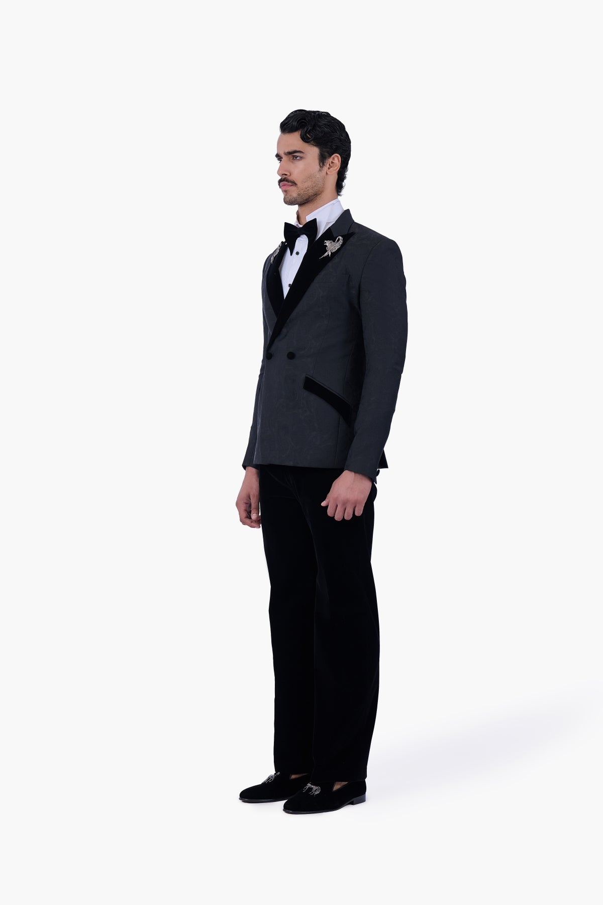 Tonal Paisley Double-Breasted Tuxedo