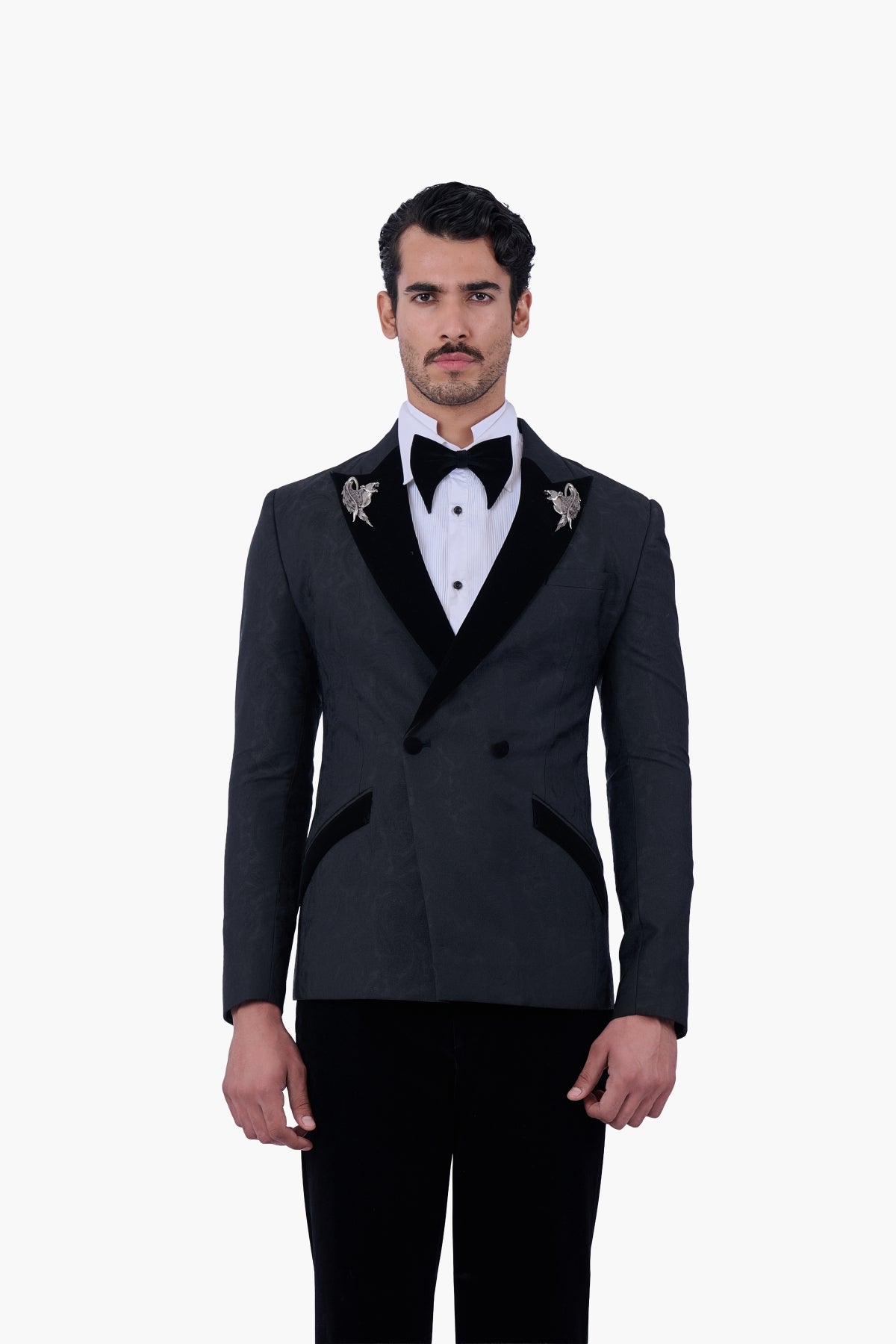 Tonal Paisley Double-Breasted Tuxedo