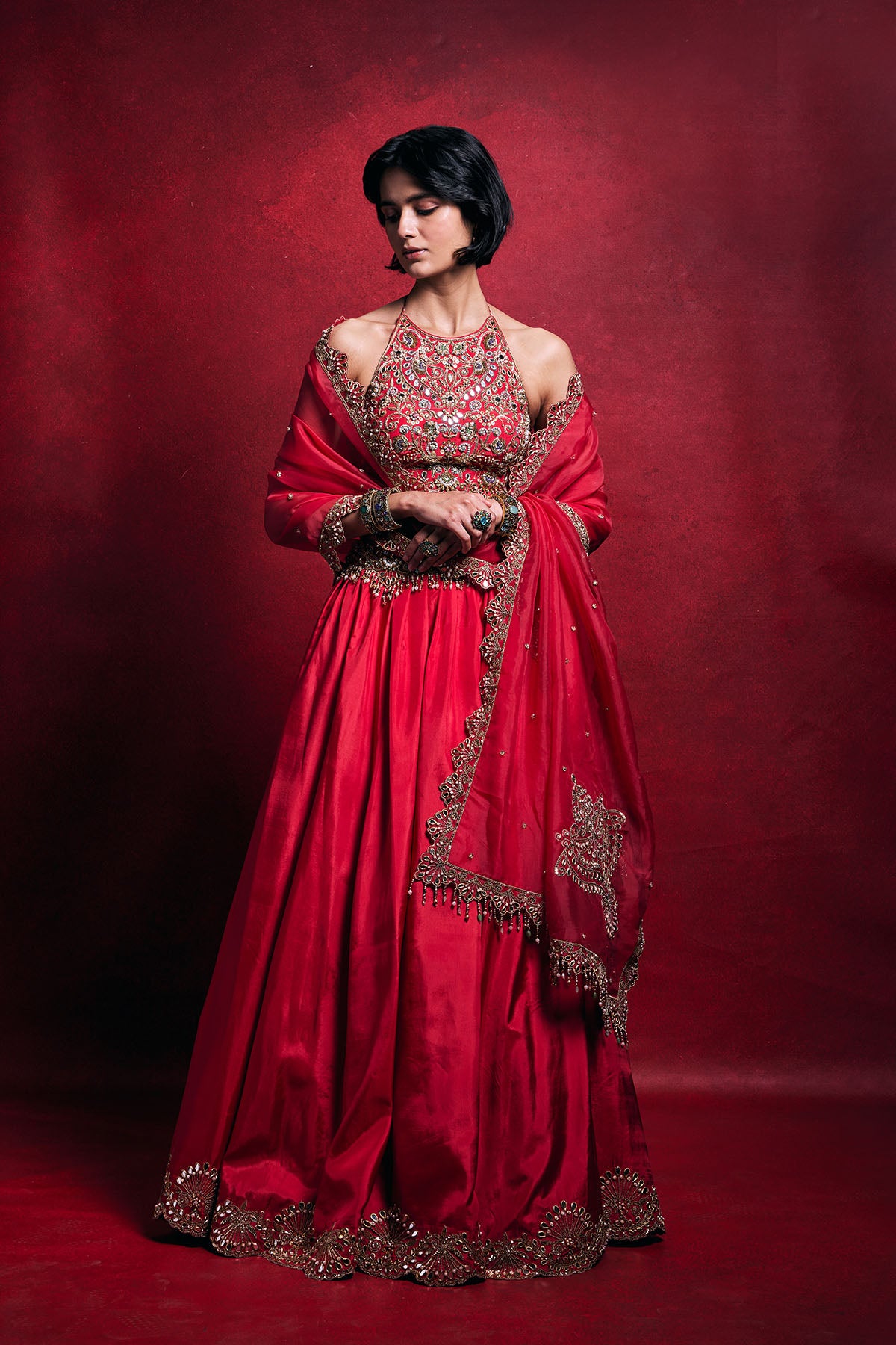 Fuscia Pink Silk Lehenga Set