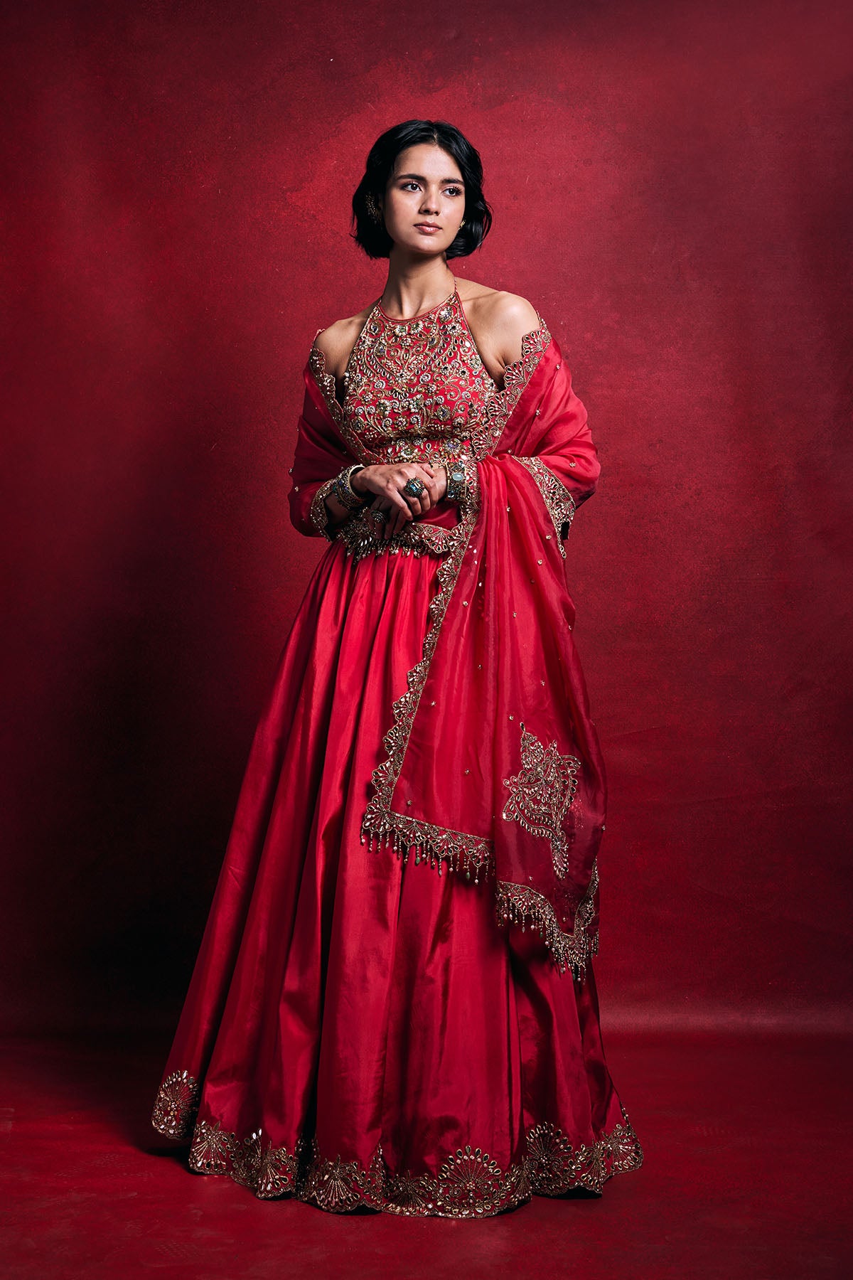 Fuscia Pink Silk Lehenga Set