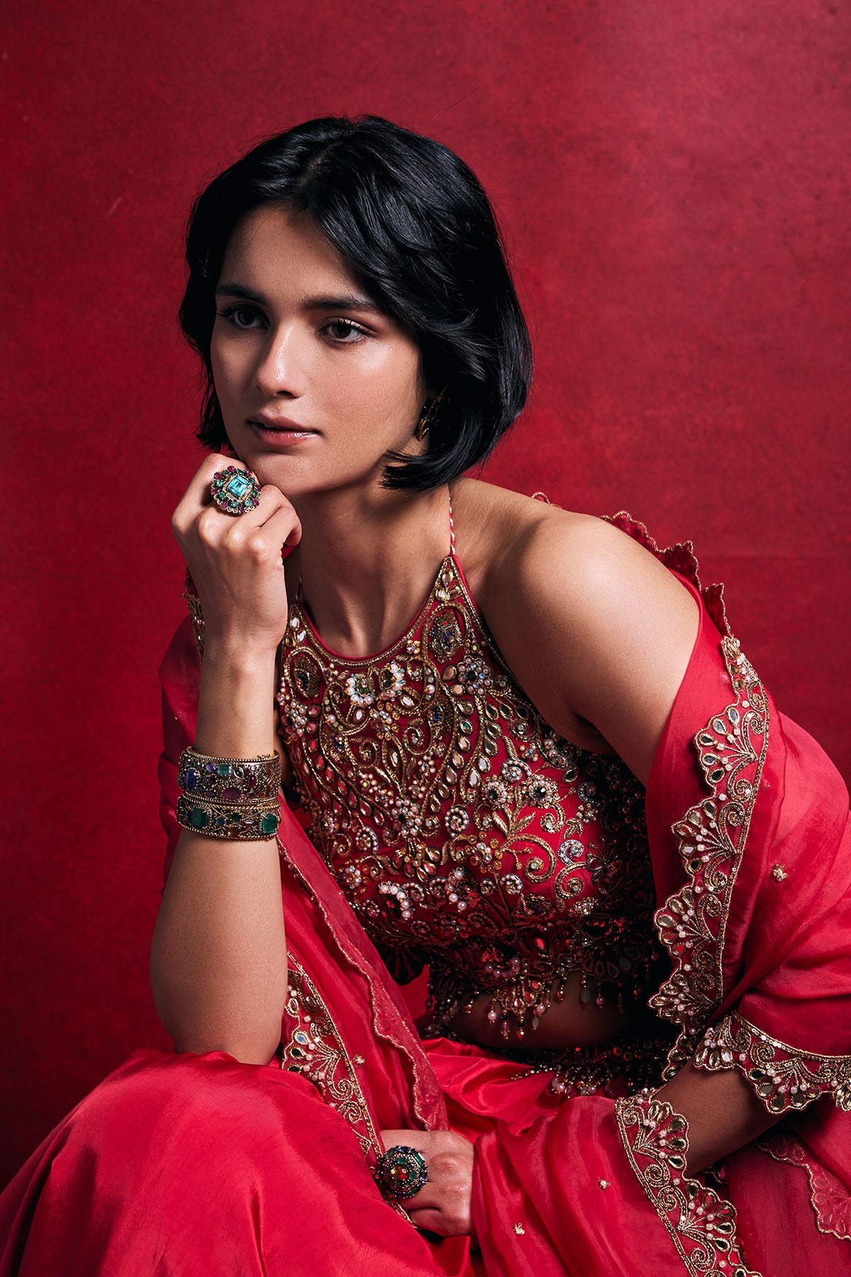 Fuscia Pink Silk Lehenga Set