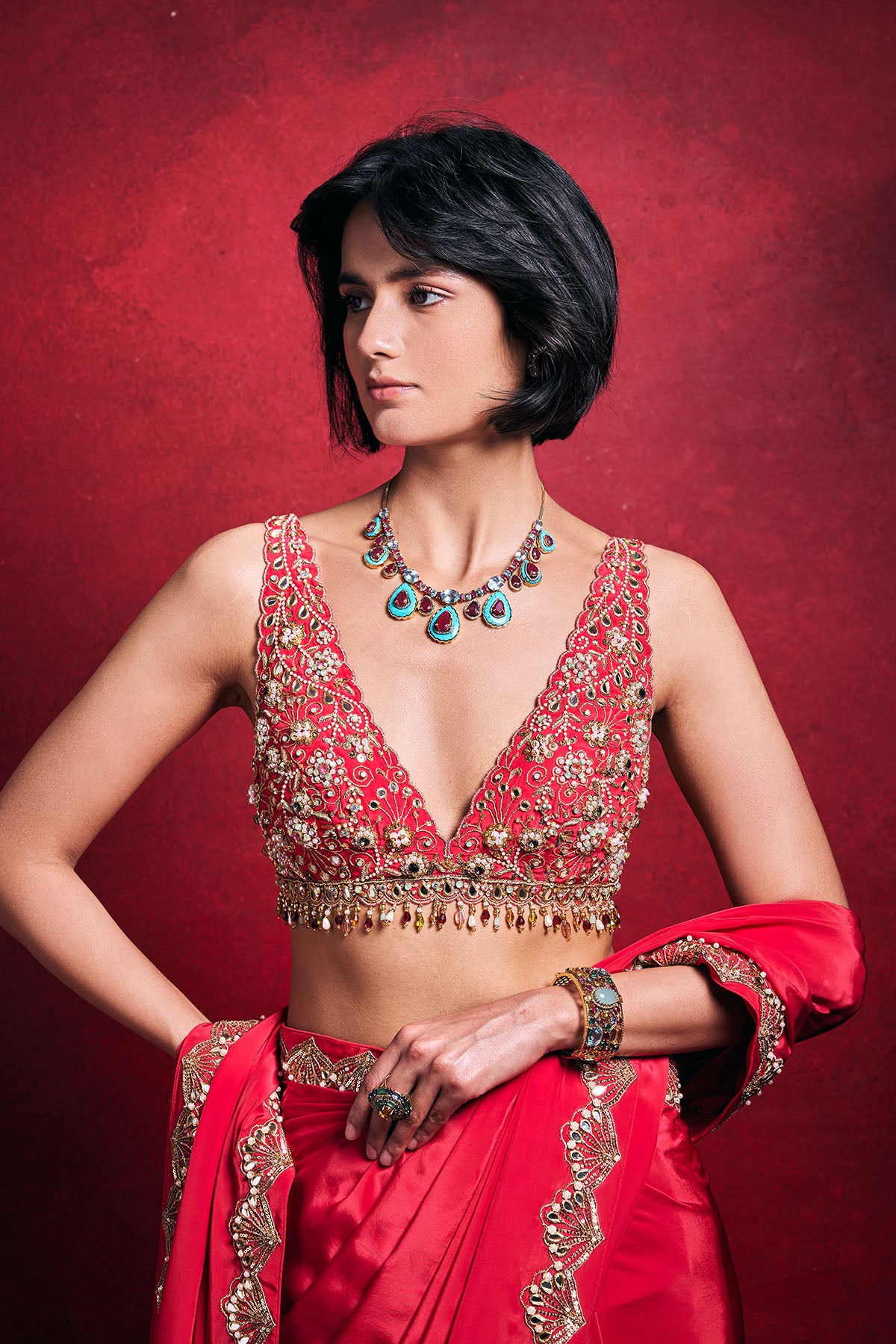 Fuscia Pink Crepe Saree