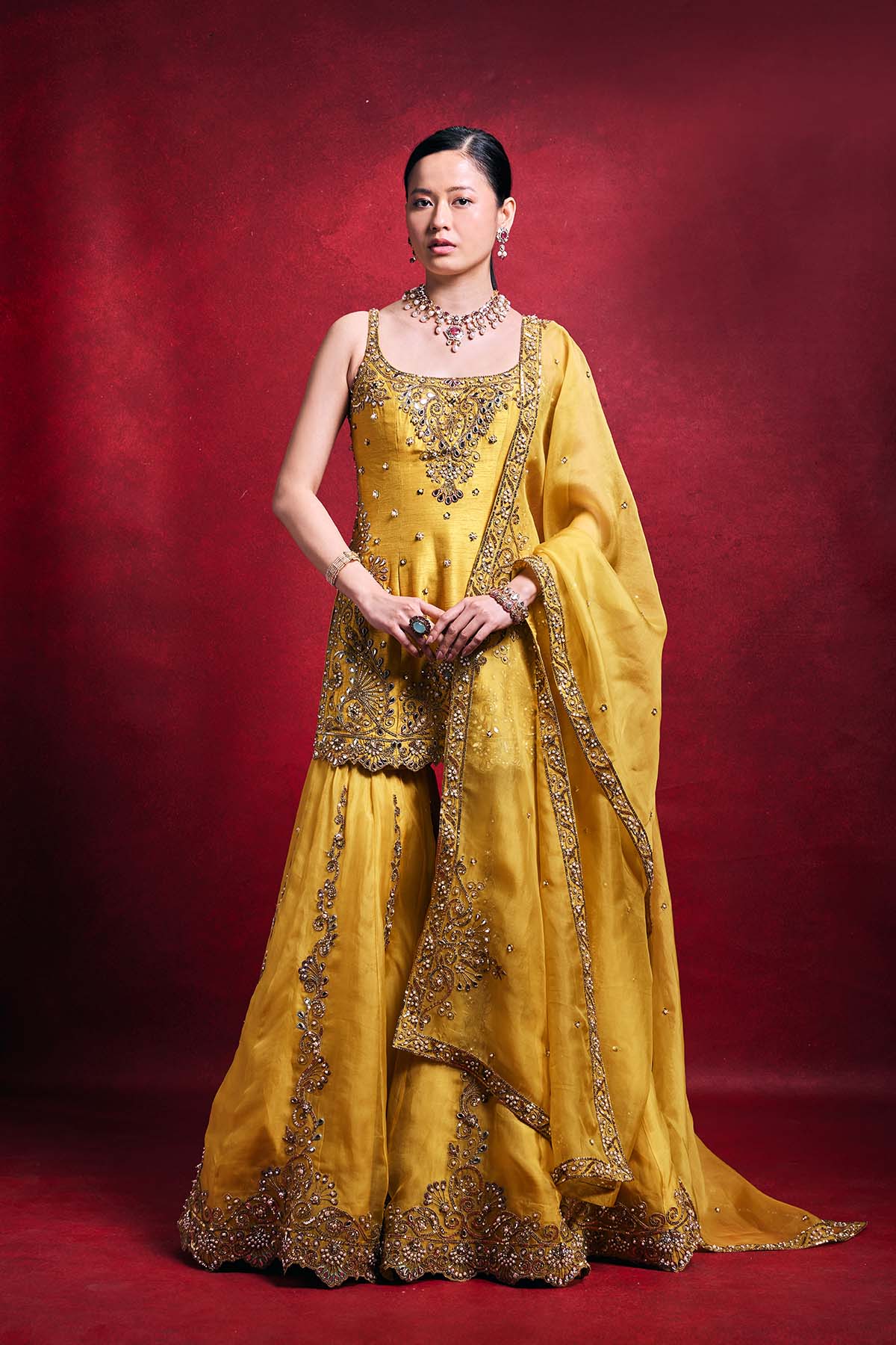 Mustard Gharara Set
