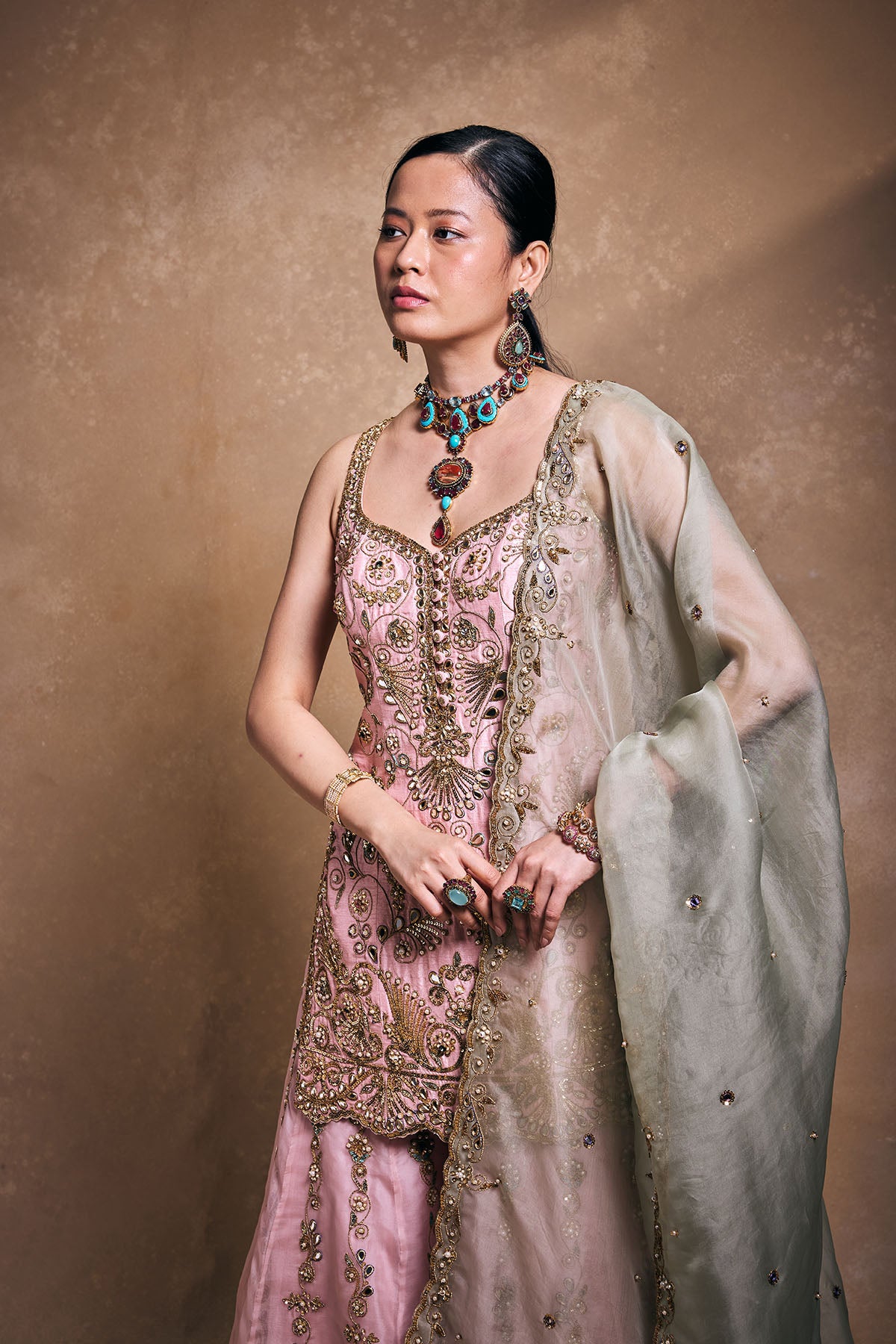 Blush And Sage Sharara Set