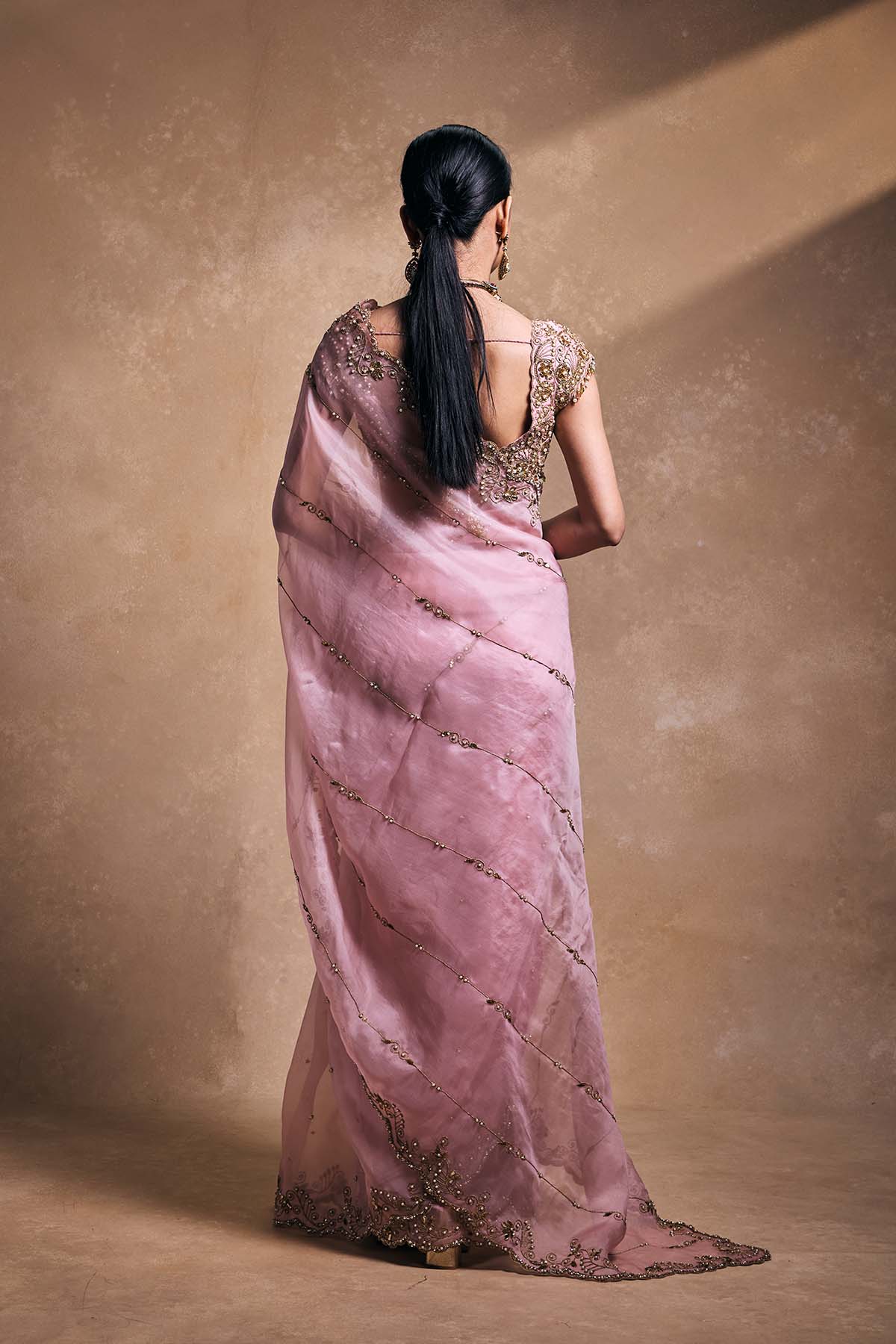 Blush Pink Organza Saree