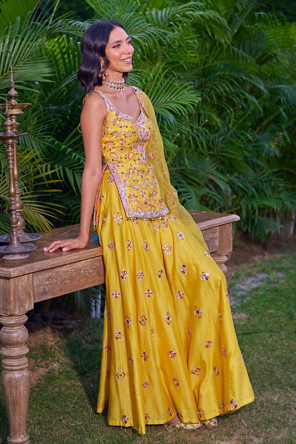 Mustard Sharara Set