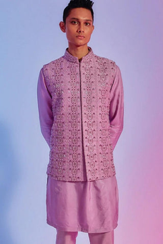 PINK JAAL LONG BLAZER WITH OMBRE MOR AUR FUAARA SHORT SHIRT STYLE KURTA WITH PANTS