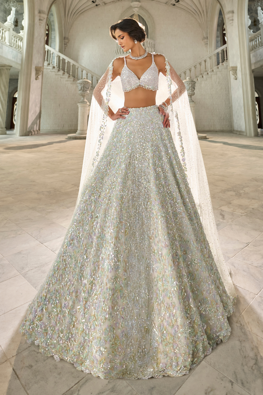 Multi-Coloured Sequin Lehenga Set