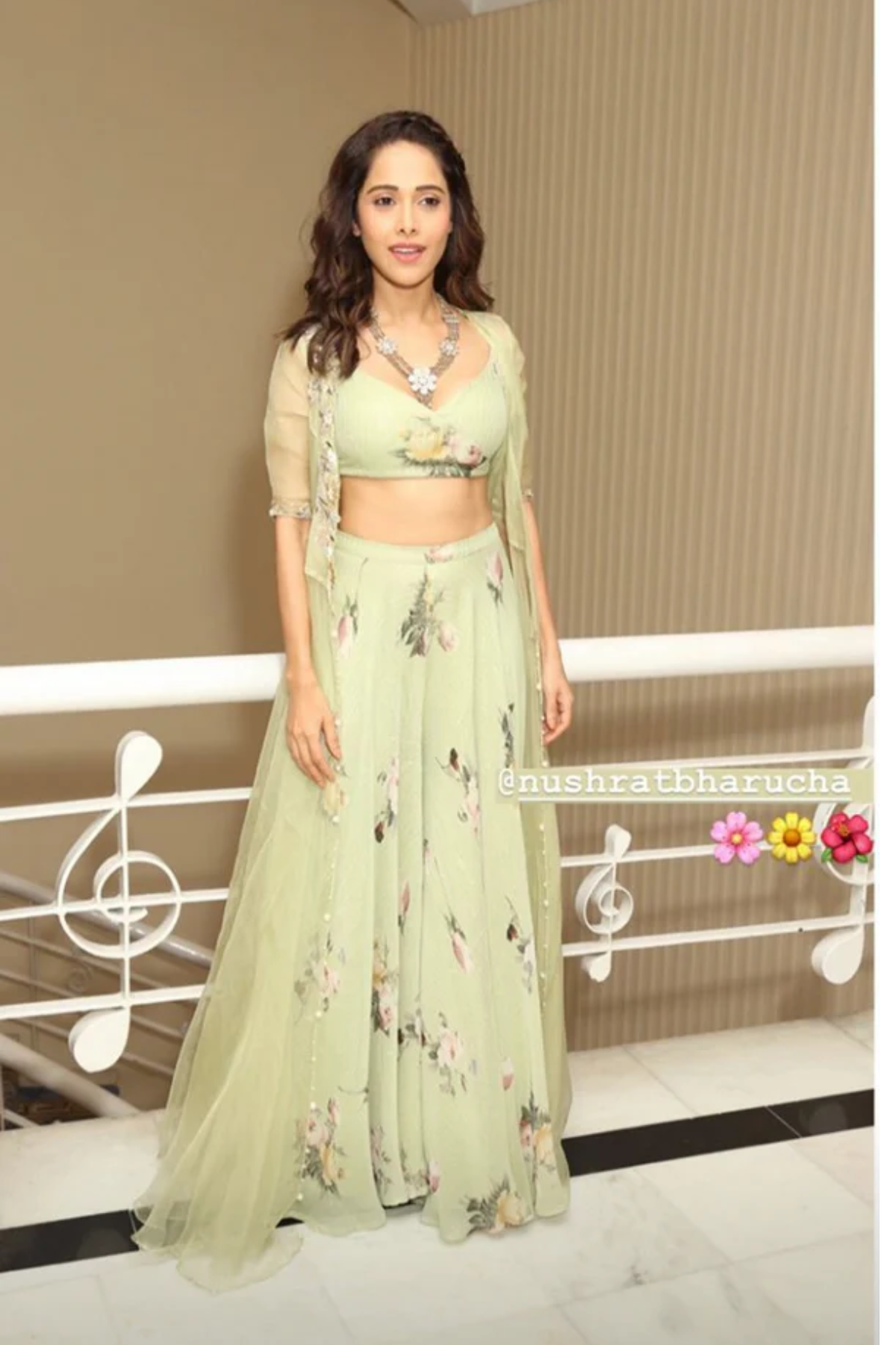 Nushrat Barucha In Serena Printed Top and Palazzo