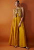 Mustard Pleated Jumpsuit With Short Jacket