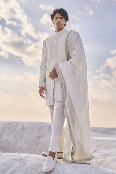 Off-White Dori Sherwani Set- Ready to Ship