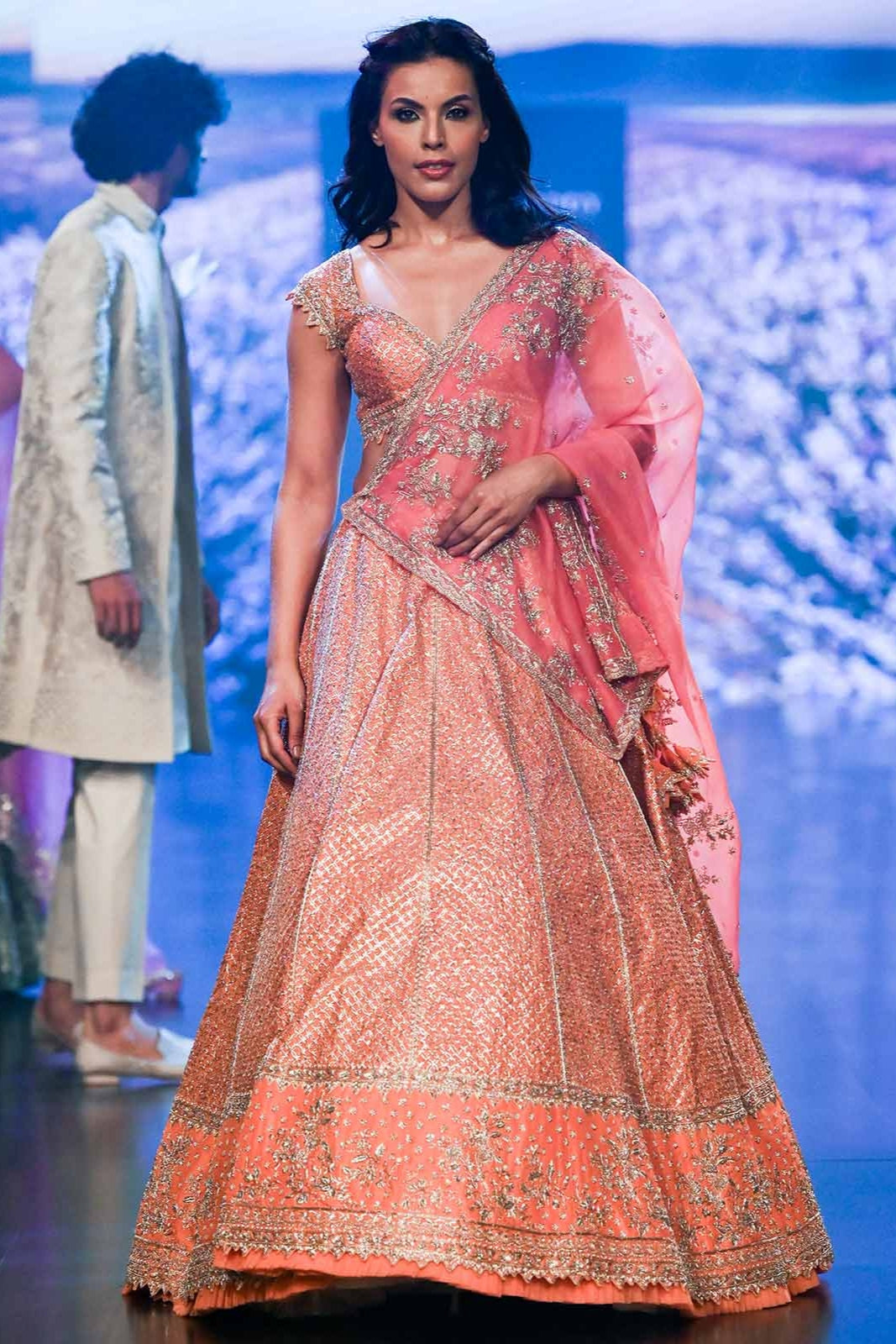 NISSA ORANGE LEHNGA SET