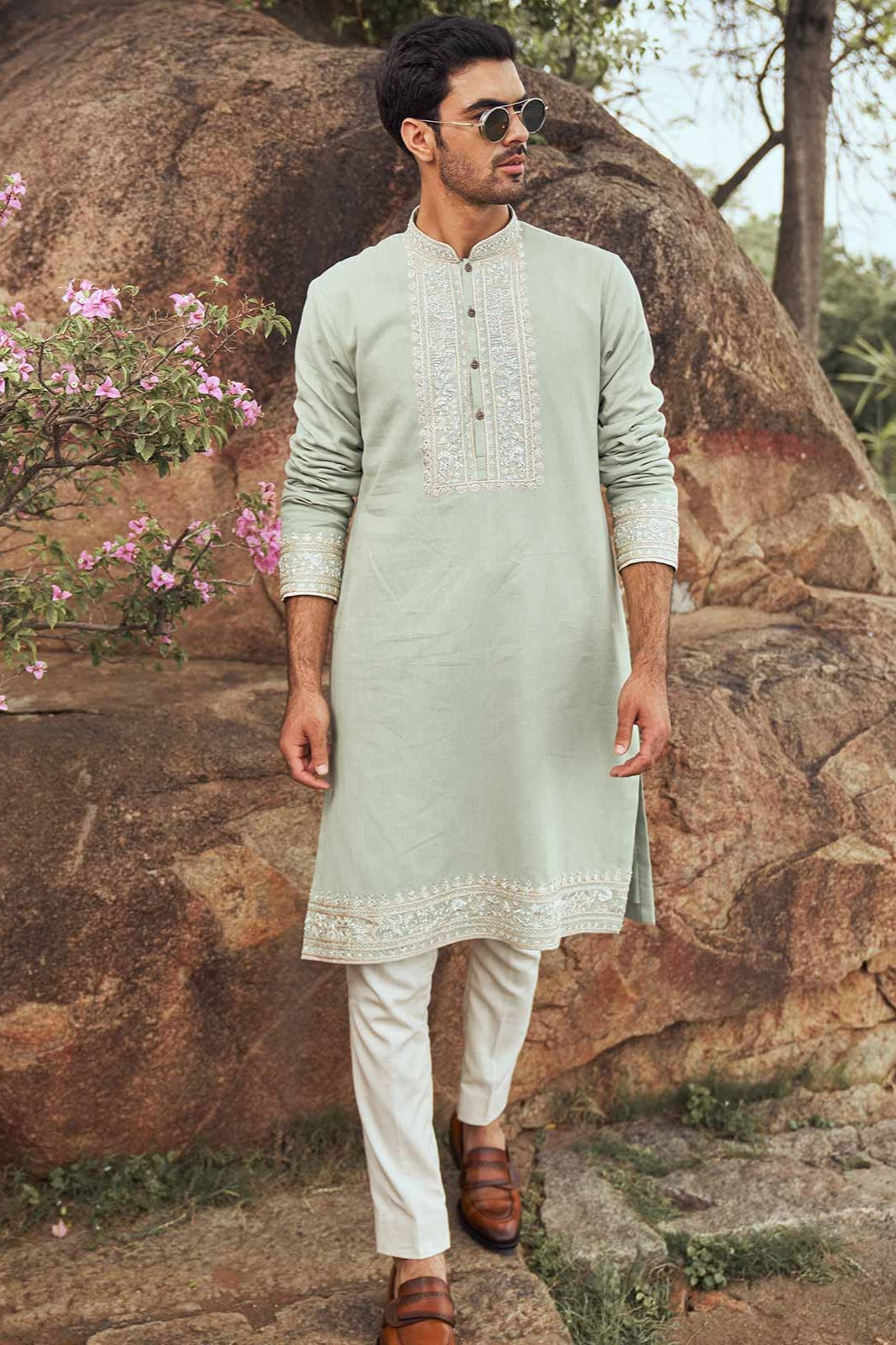 MINT GREEN HEAVY NECK KURTA SET