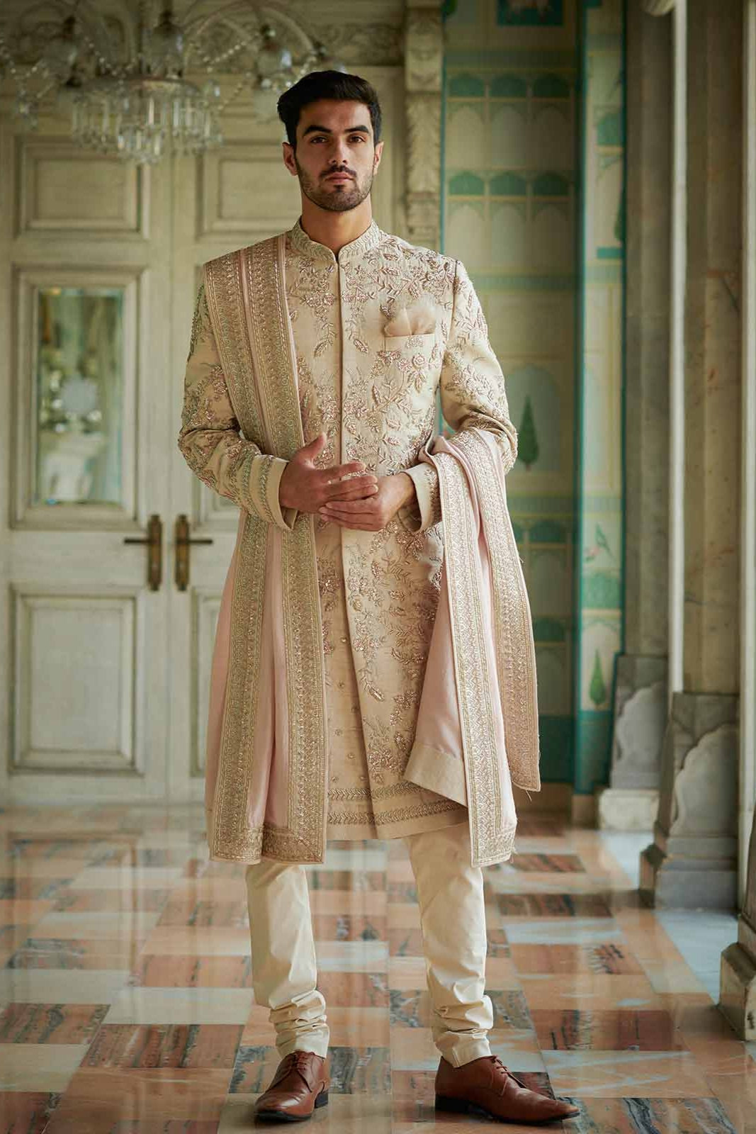 IVORY RAWSILK SHERWANI SET