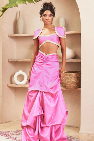 GRACELYN - PINK DRAPED SKIRT AND BUSTIER