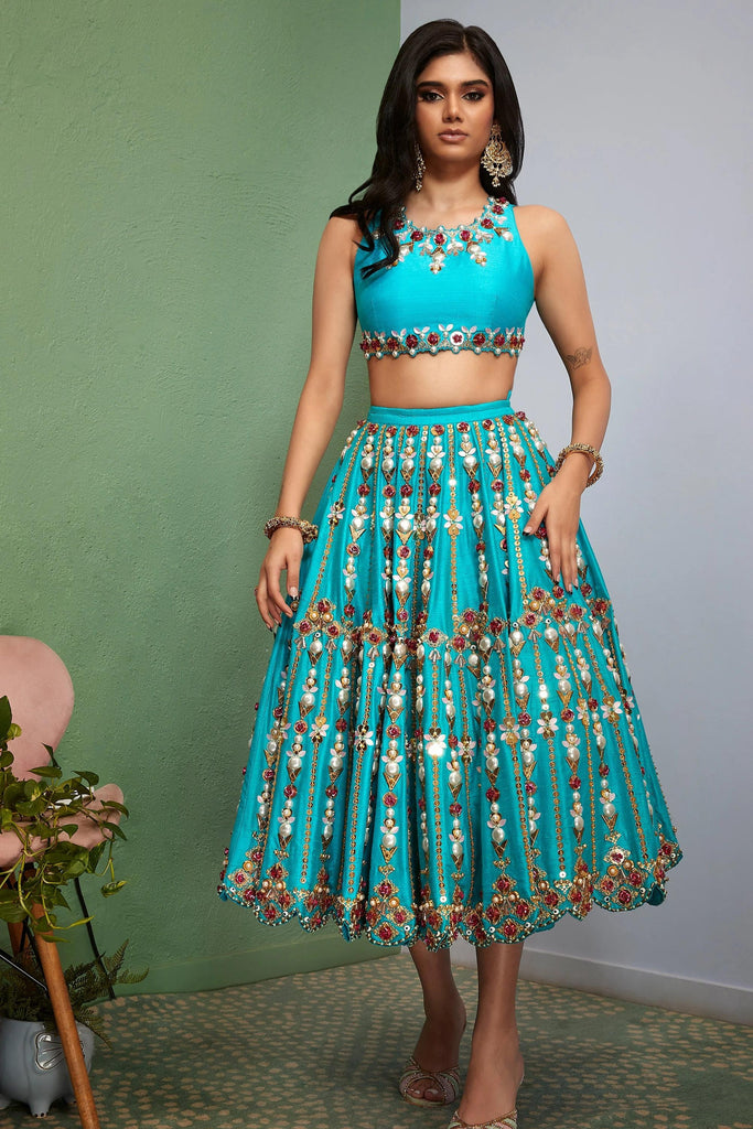 Paulmi  Harsh Top and Skirt set  Buy Paulmi  Harsh 36 Kali Multi Print  Lehenga Set Online  Nykaa Fashion