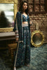 BLUE MOR JAAL BUSTIER WITH BOX PLEATED PANTS AND JACKET WITH EMBELLISHED CUFF