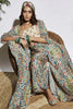 BAGH PRINT PALAZZO PANTS WITH EMBROIDERED BUSTIER AND CAPE