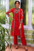 ORANGE EMBROIDERED OPEN JACKET WITH INNER AND PANTS