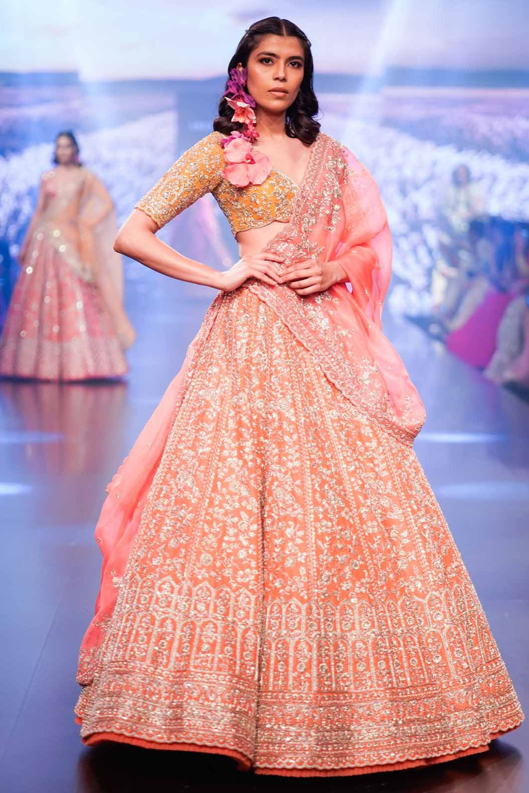 NIRVANA ORANGE LEHANGA SET