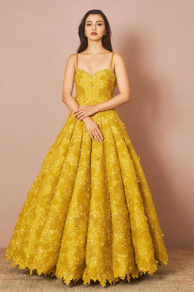 Mustard Yellow Coloured Faux Georgette with Ruffle Flair Women Designer  Party wear Gown Kurti with Bottom & Embroidery Sequence Work lace Border  Dupatta!!, Georgette Long Frock, Georgette Gown Party Wear, Pure Georgette