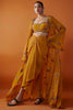 Mustard Drape Skirt And Embroidered Cape Set