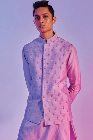 PINK JAAL LONG BLAZER WITH OMBRE MOR AUR FUAARA SHORT SHIRT STYLE KURTA WITH PANTS