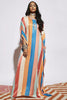 STRIPE PRINT KAFTAN WITH TRIANGLE BORDER AND BUTTIES