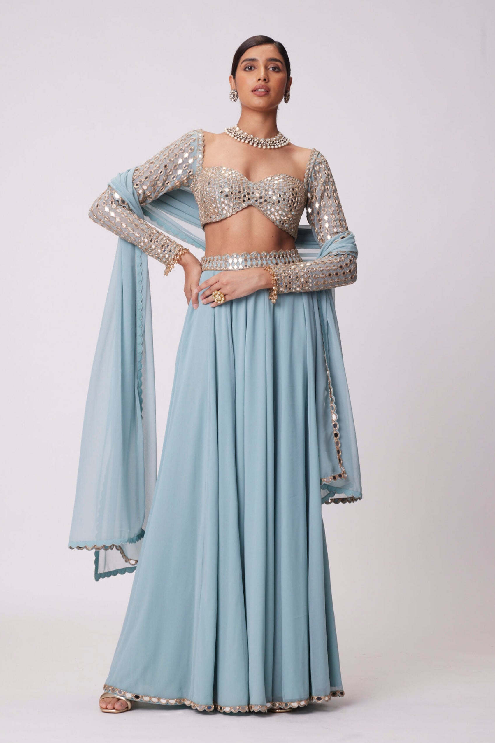 Powder Blue Lehenga Pants set