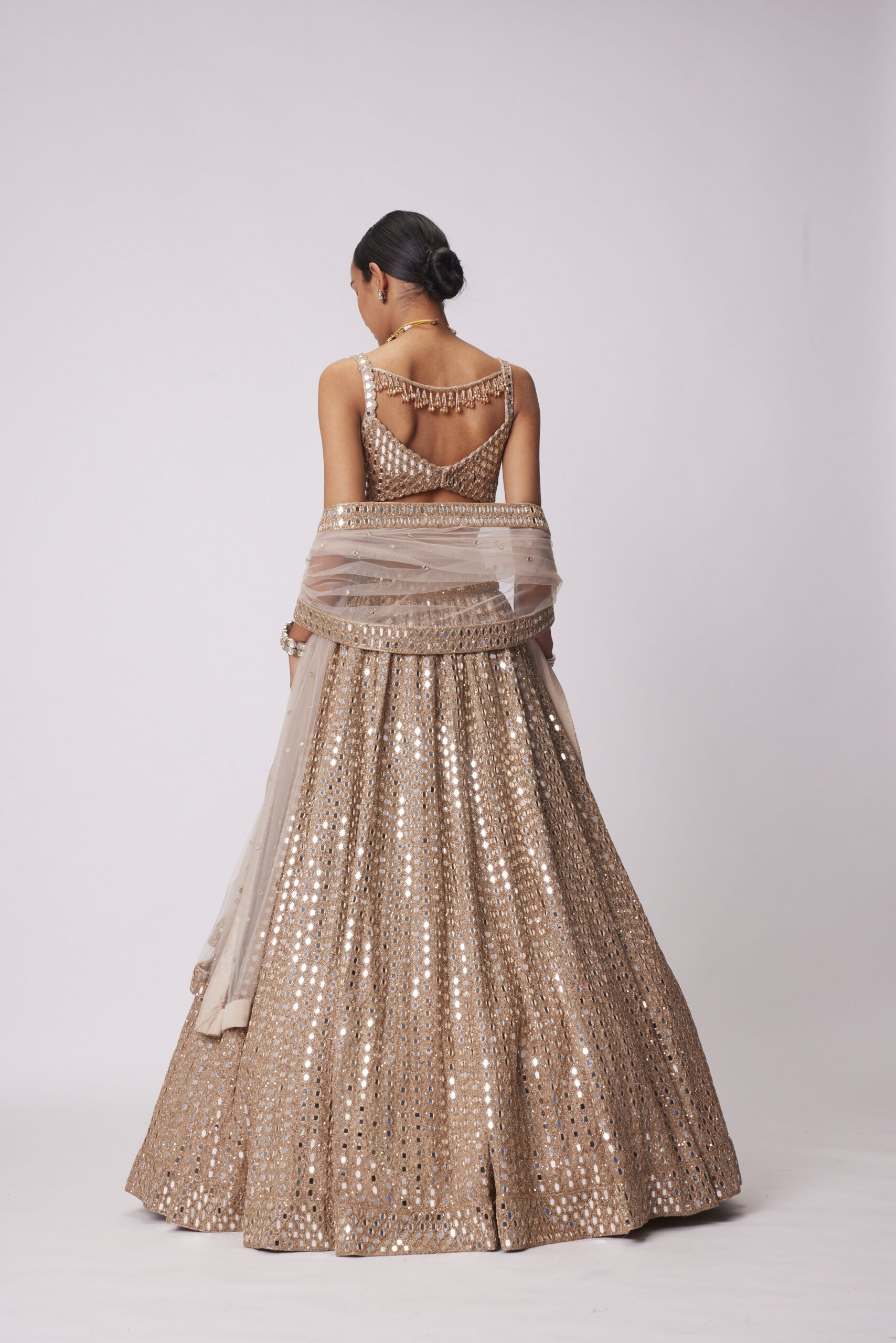 Light Beige Hand Embroidered Lehenga Set